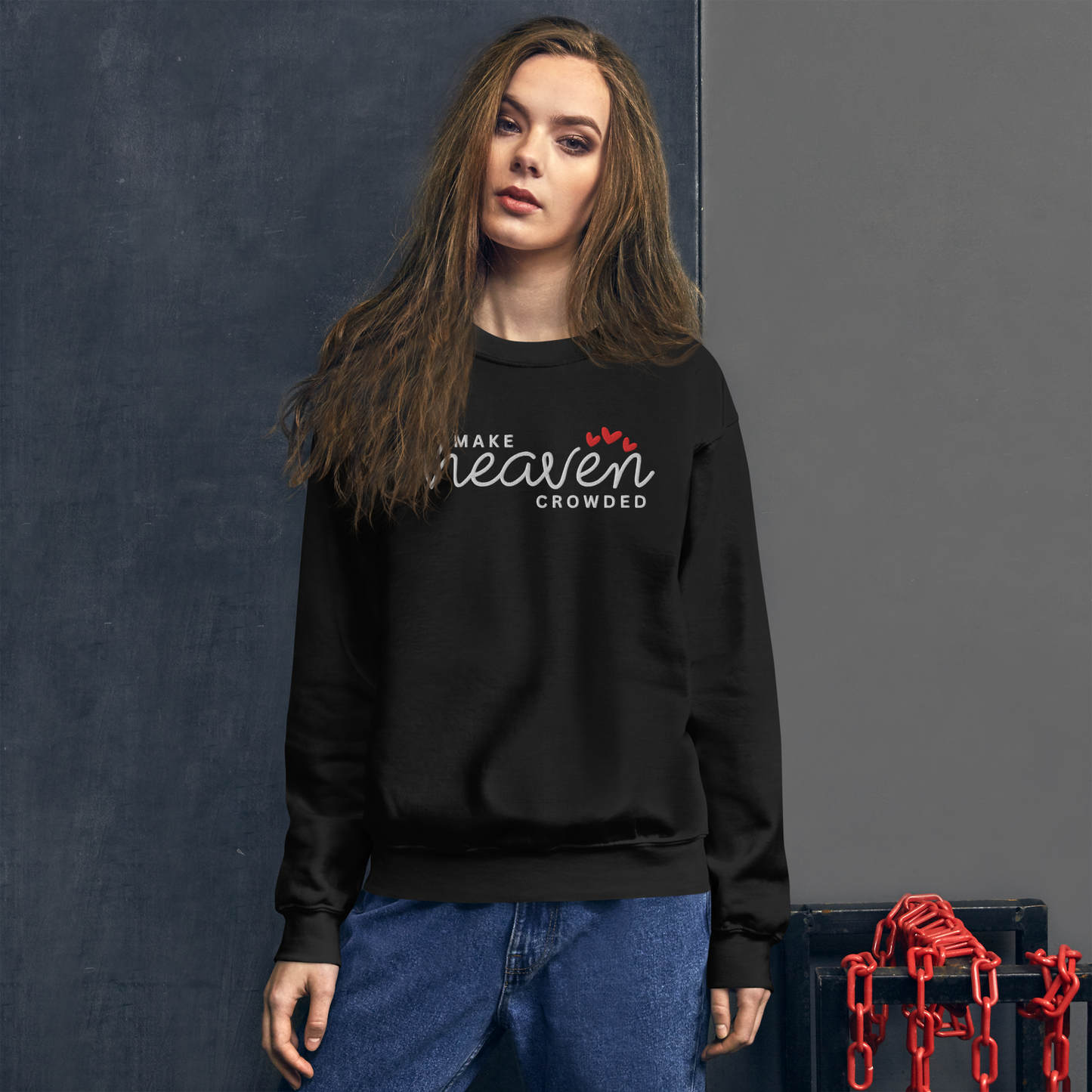 Make Heaven Crowded Embroidered Sweatshirt