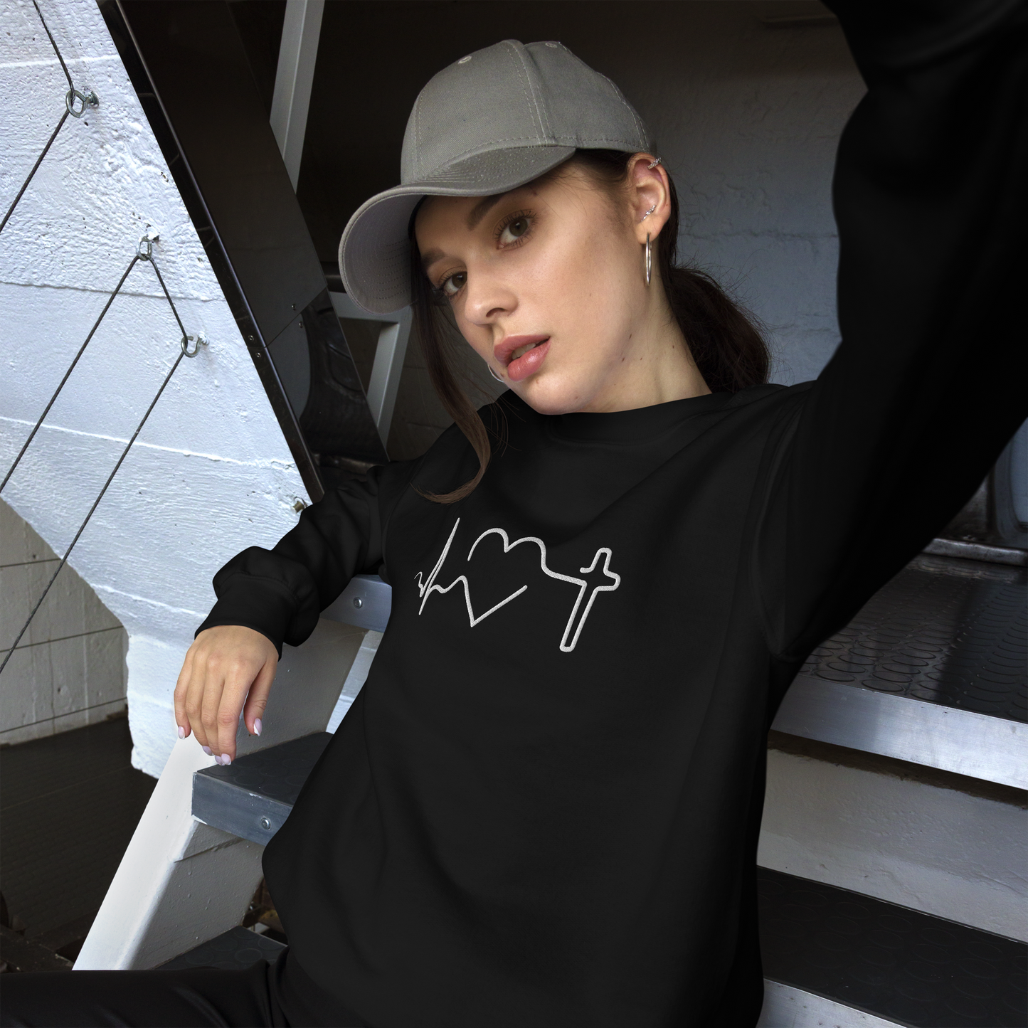 Heartbeat of Faith Embroidered Sweatshirt