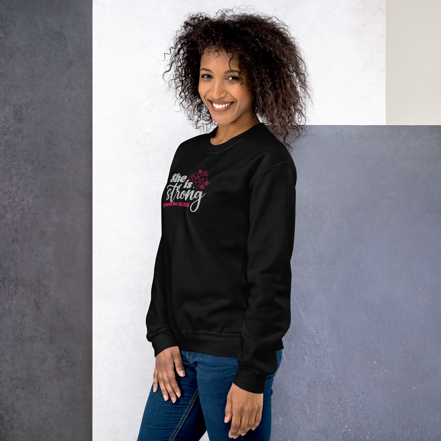 She is Strong Embroidered Women's Sweatshirt