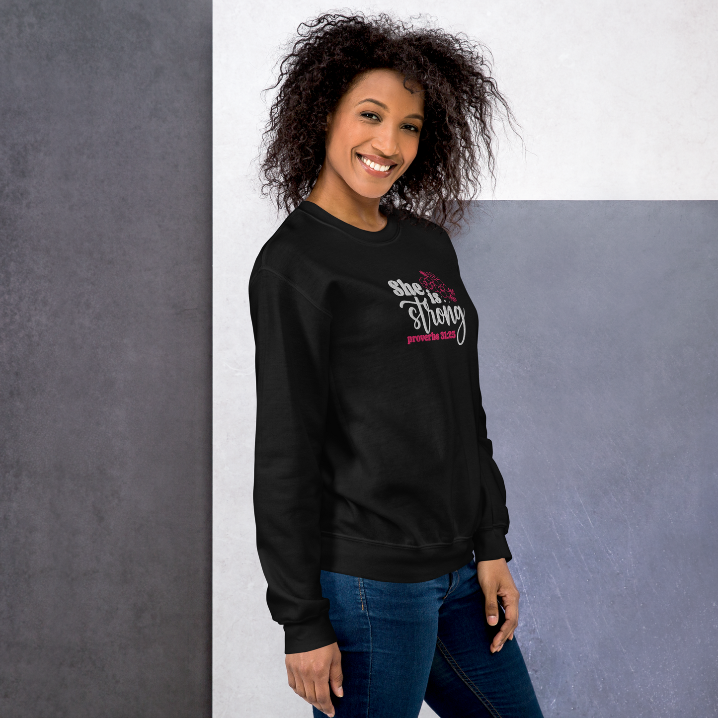 She is Strong Embroidered Women's Sweatshirt