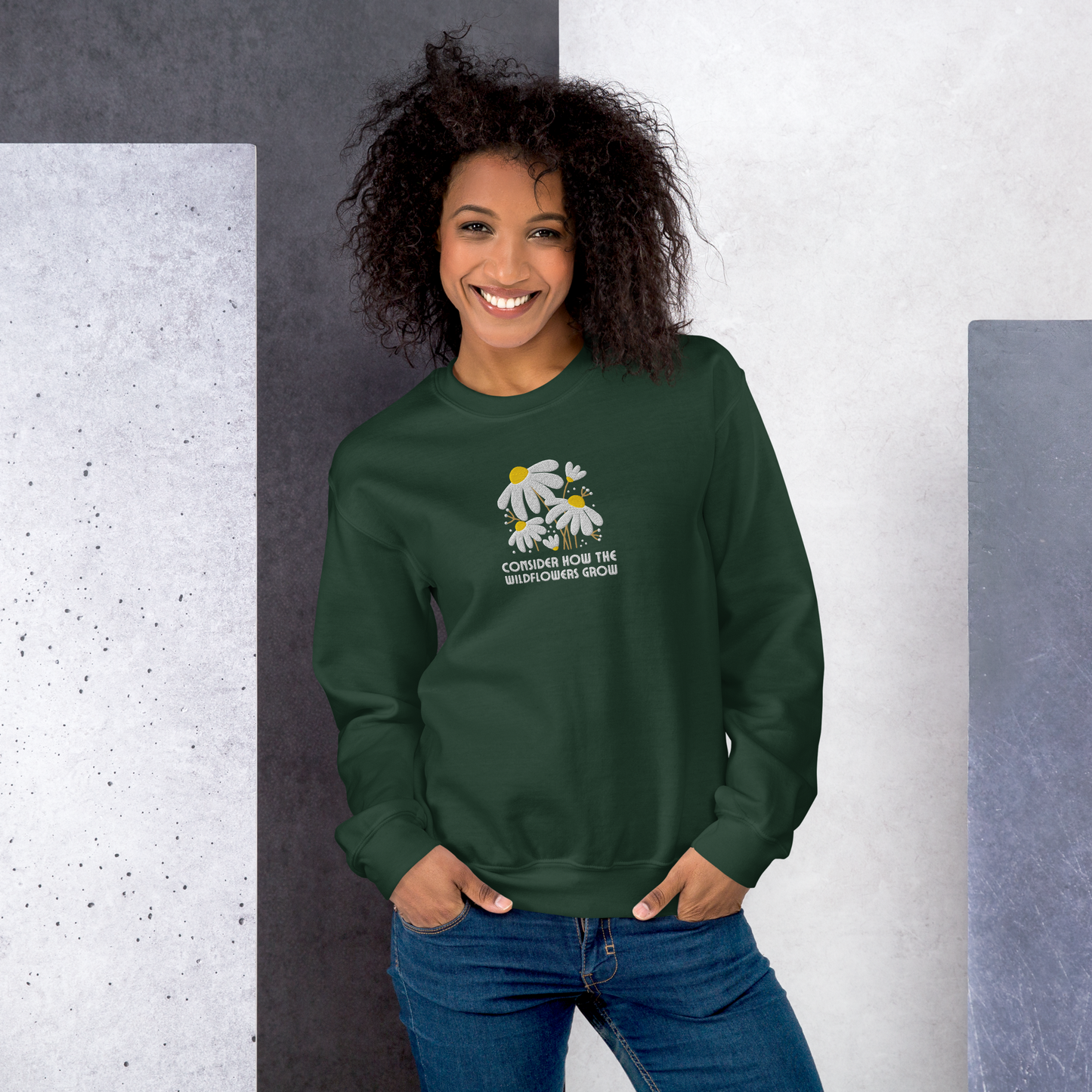 Consider How The Wildflowers Grow Embroidered Women's Sweatshirt