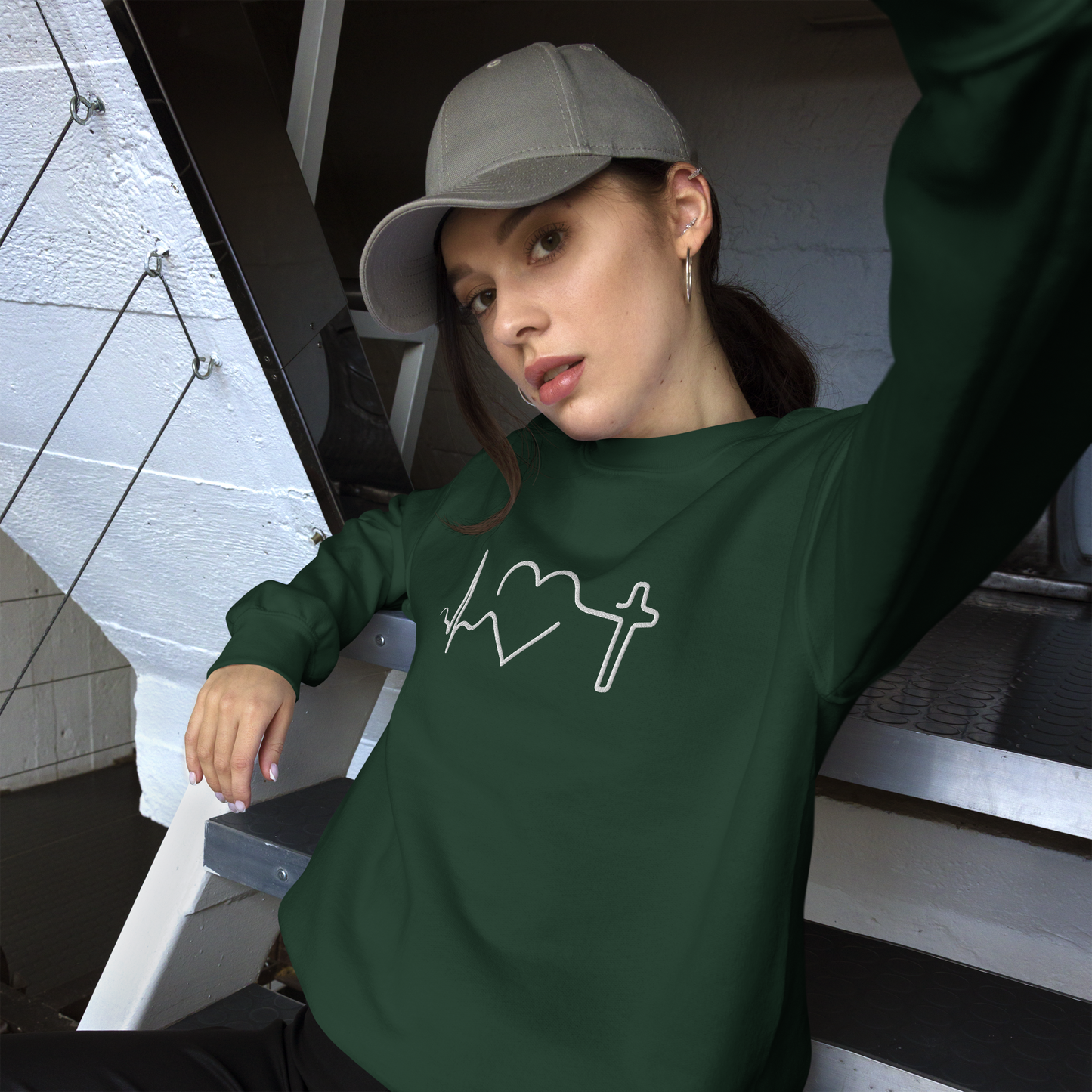 Heartbeat of Faith Embroidered Sweatshirt