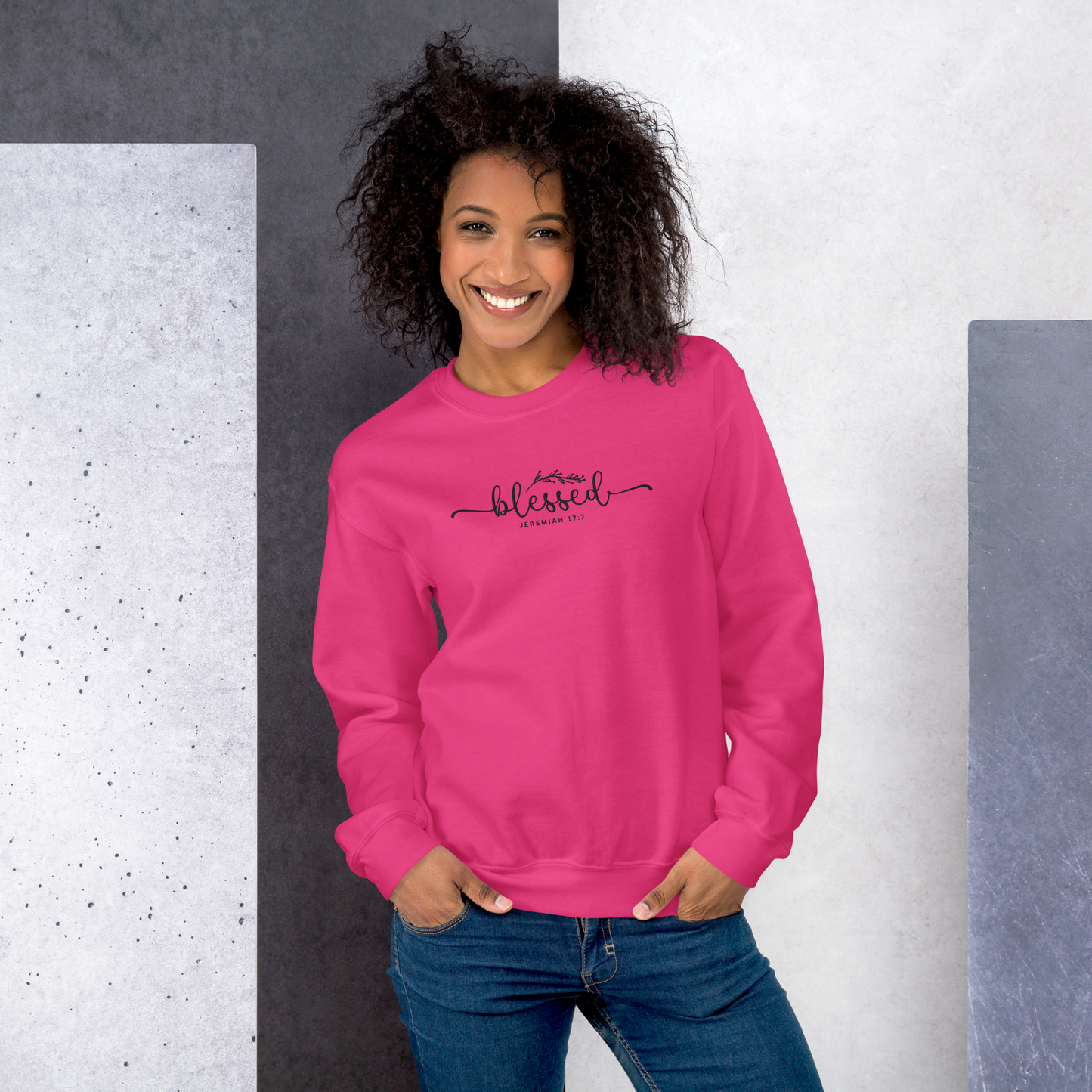 Blessed Jeremiah 17:7 Embroidered Women's Sweatshirt