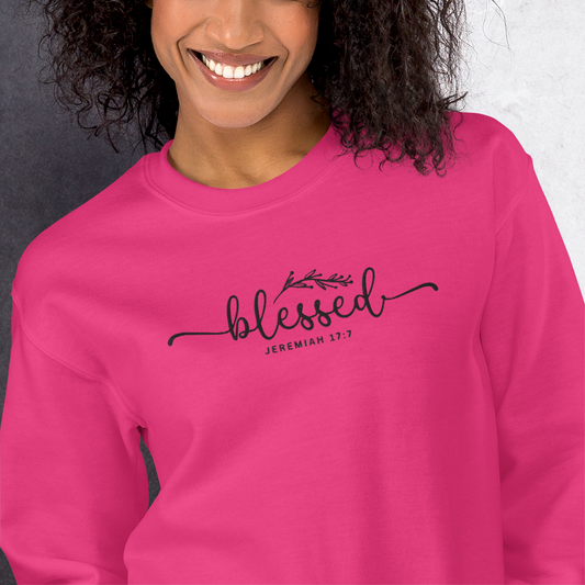 Blessed Jeremiah 17:7 Embroidered Women's Sweatshirt