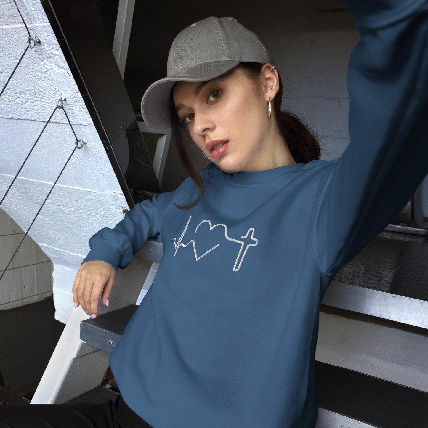 Heartbeat of Faith Embroidered Sweatshirt