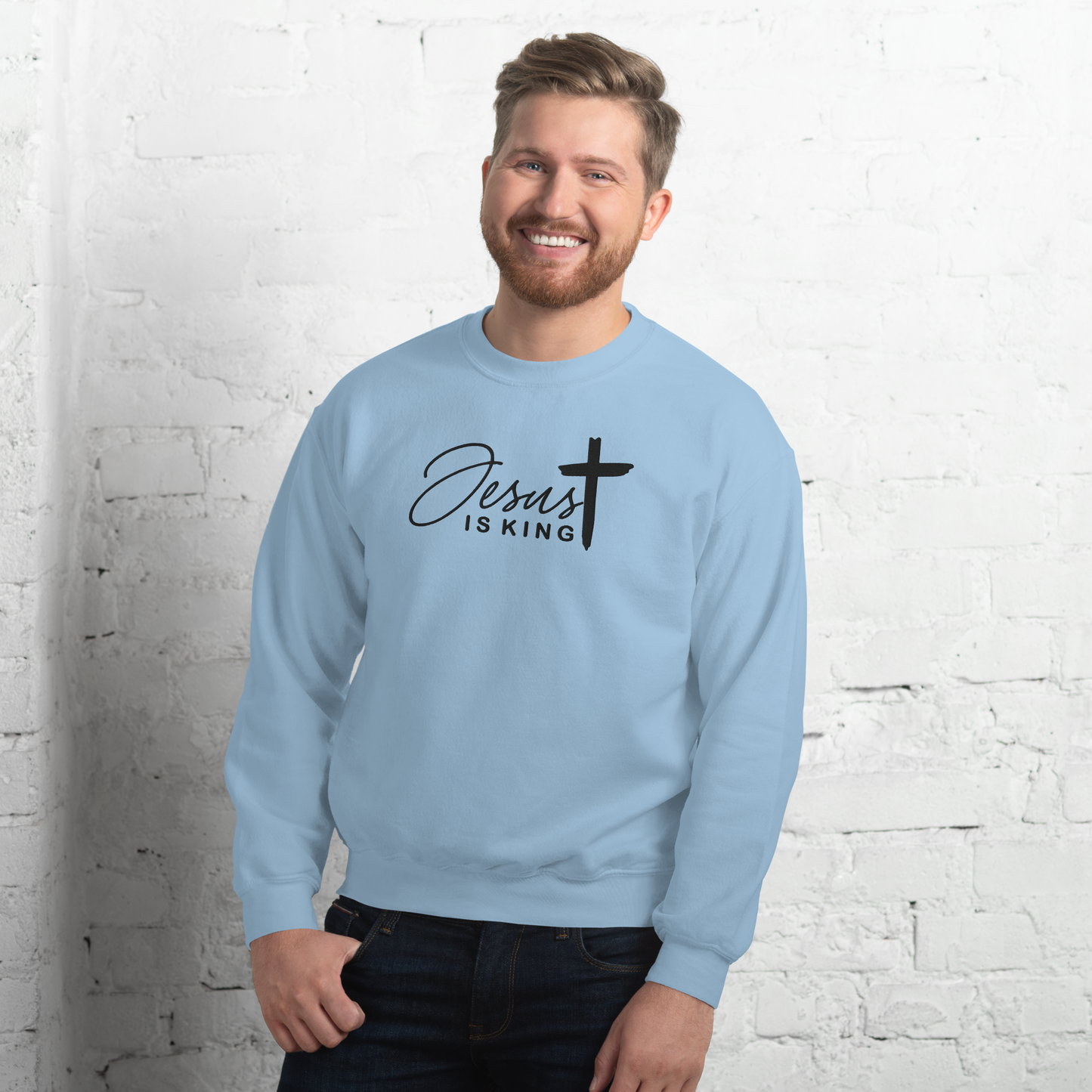 Jesus is King Embroidered Sweatshirt