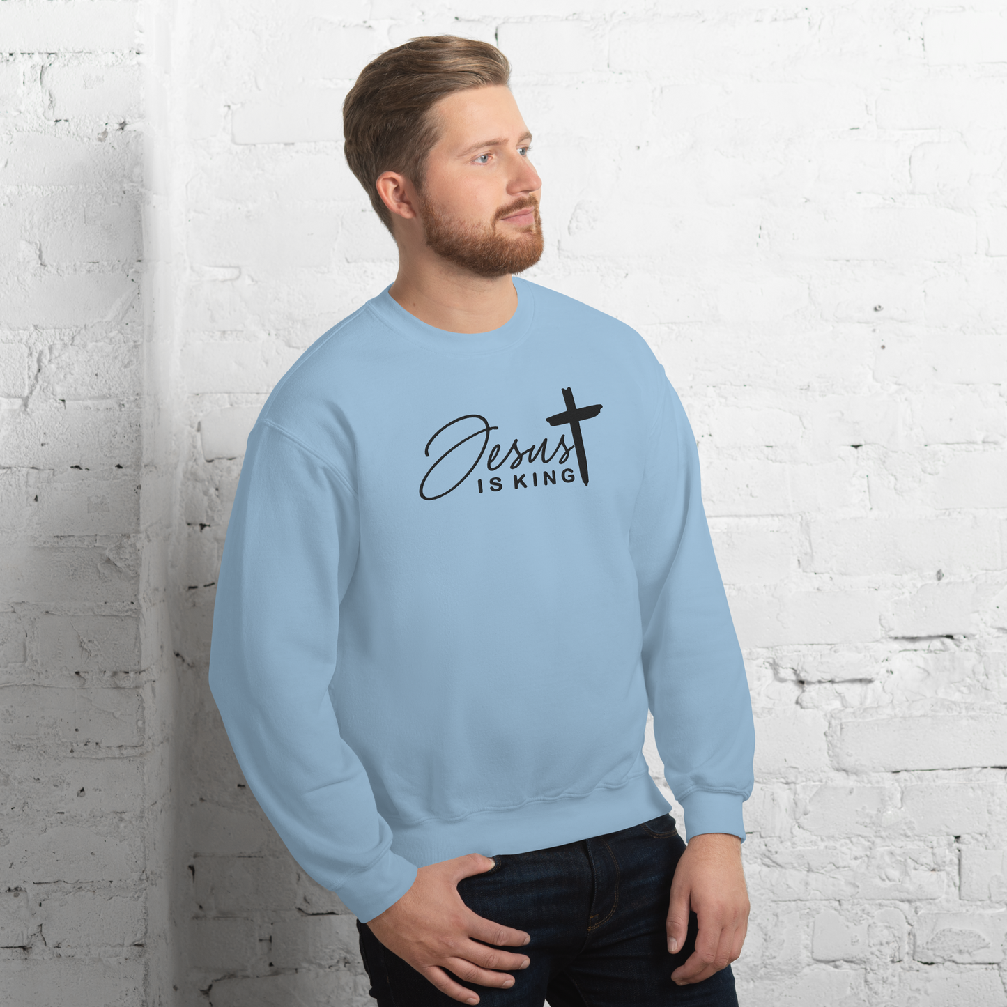 Jesus is King Embroidered Sweatshirt