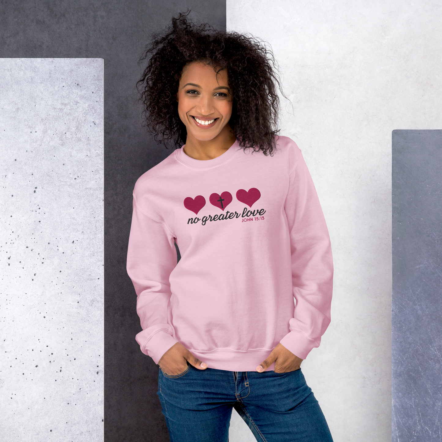 No Greater Love Embroidered Sweatshirt - John 15:13