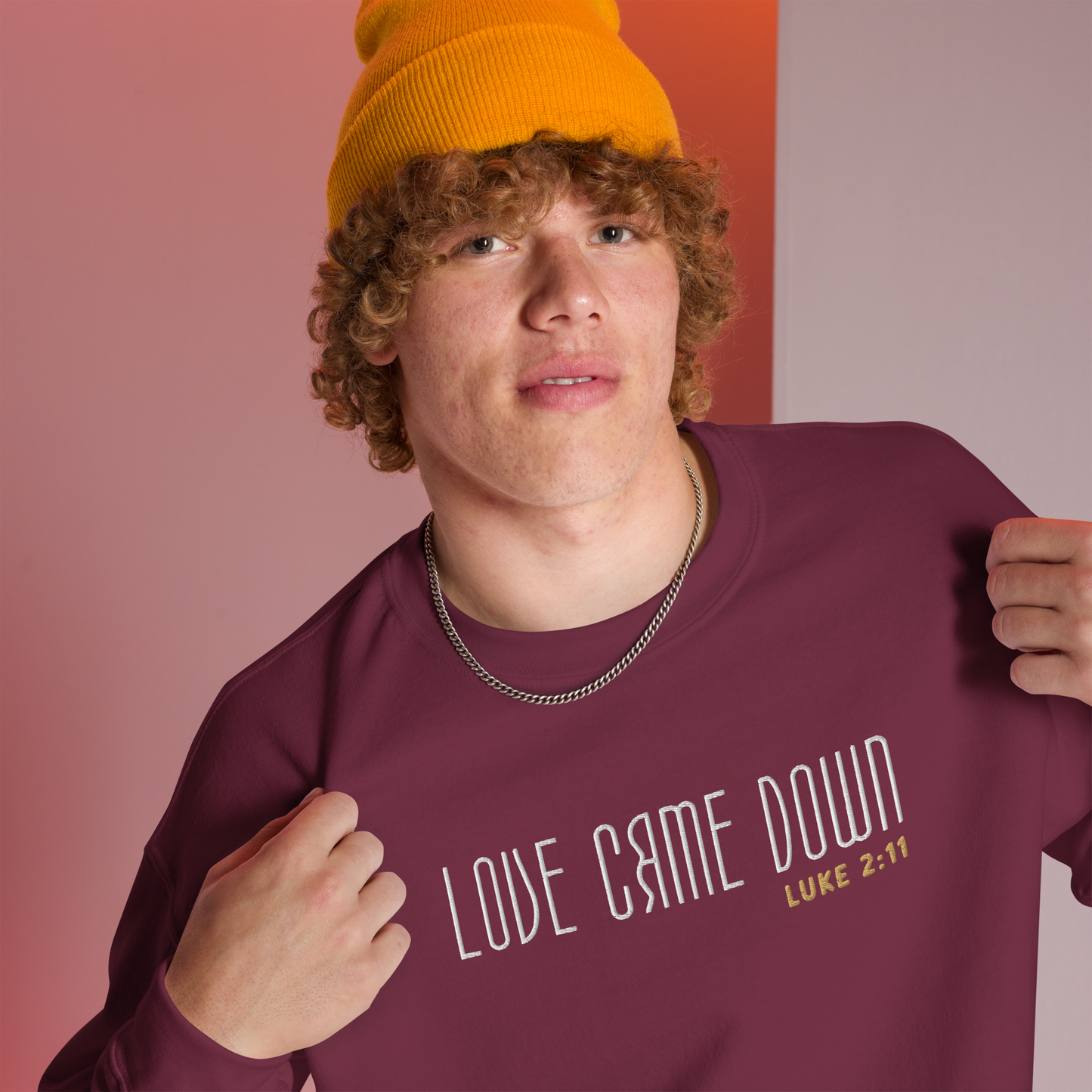 Love Came Down Luke 2:11 Embroidered Sweatshirt