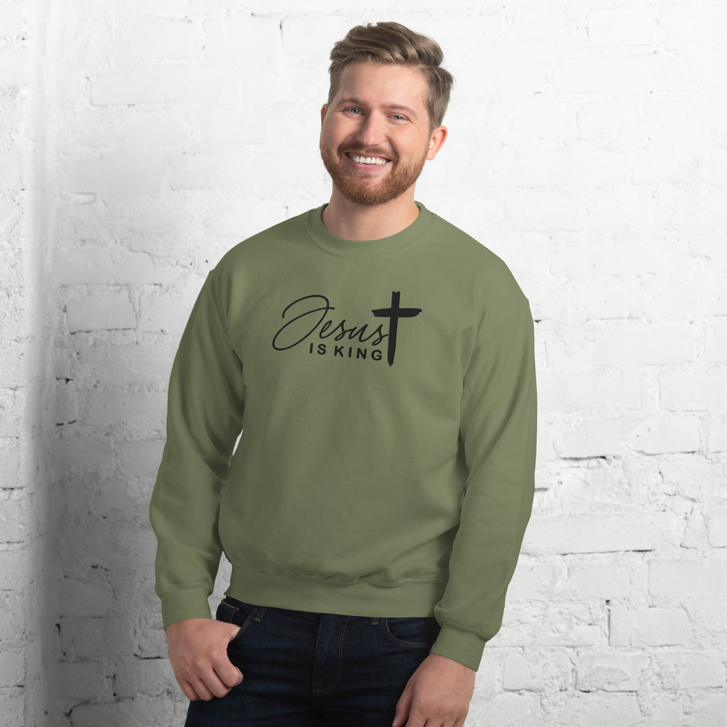 Jesus is King Embroidered Sweatshirt