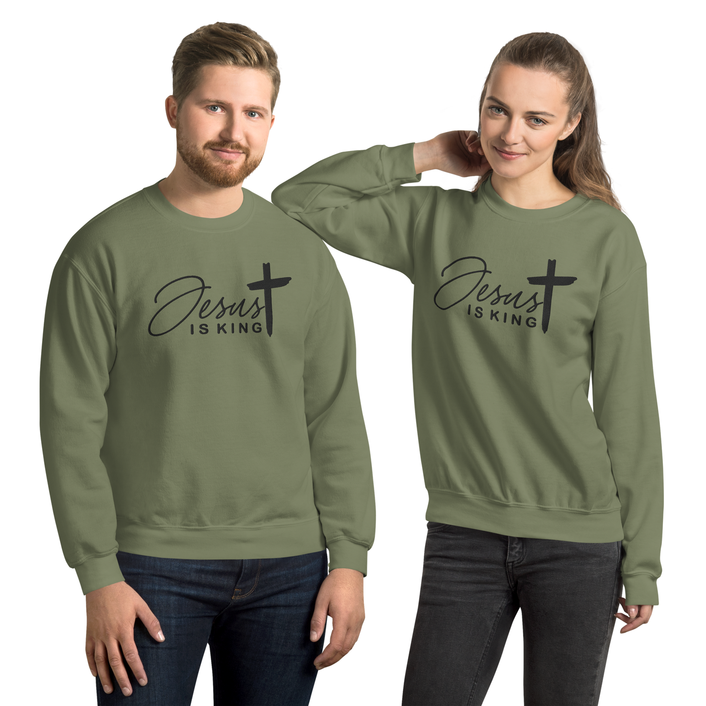 Jesus is King Embroidered Sweatshirt