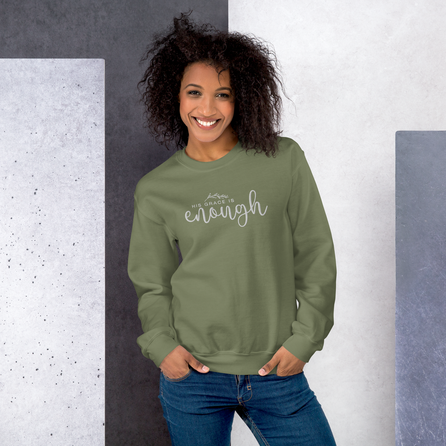 His Grace is Enough Embroidered Women's Sweatshirt