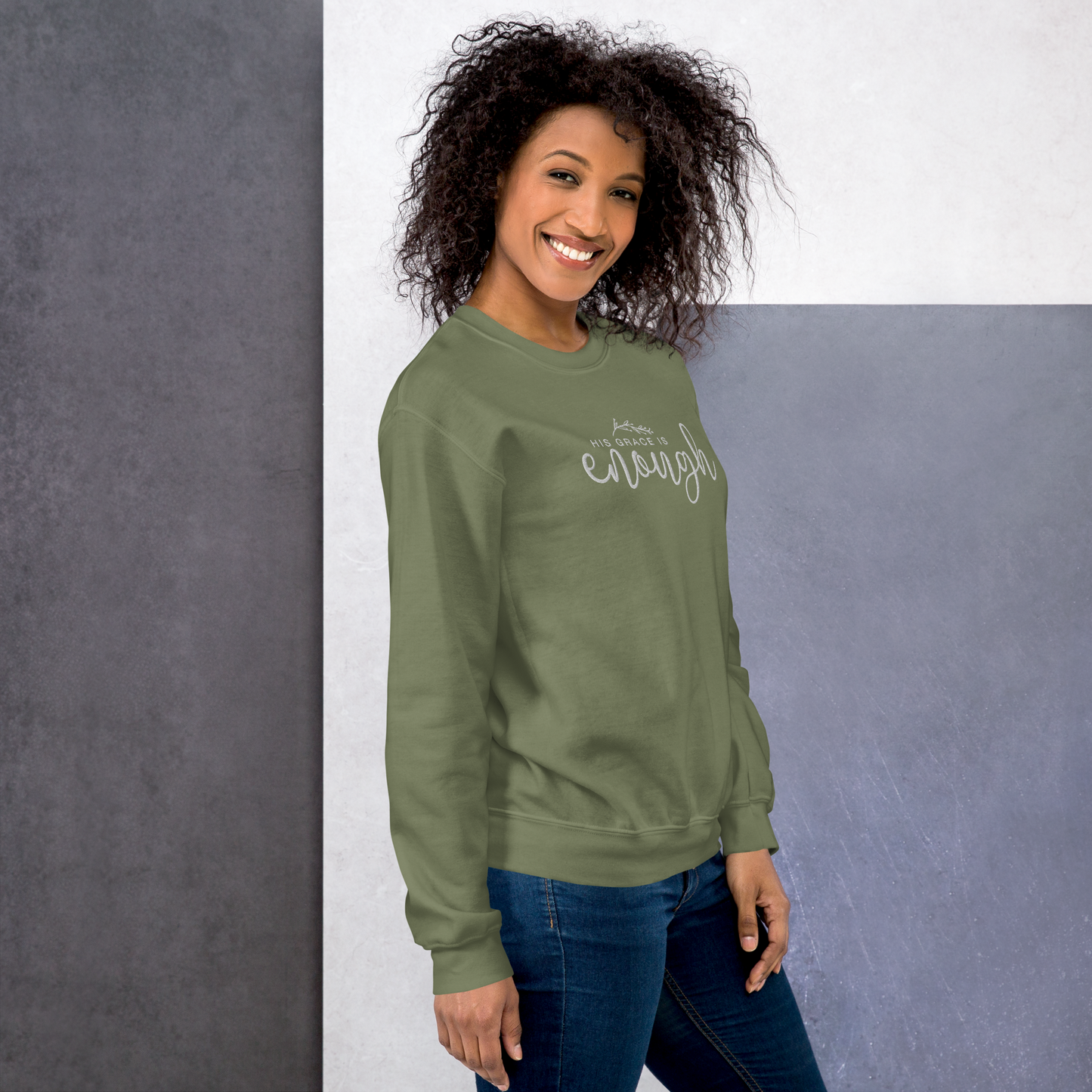 His Grace is Enough Embroidered Women's Sweatshirt