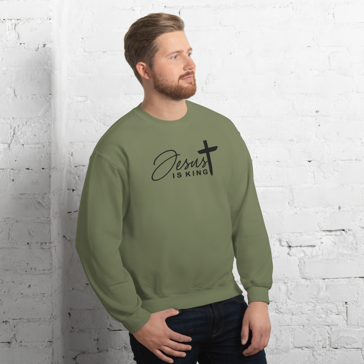 Jesus is King Embroidered Sweatshirt