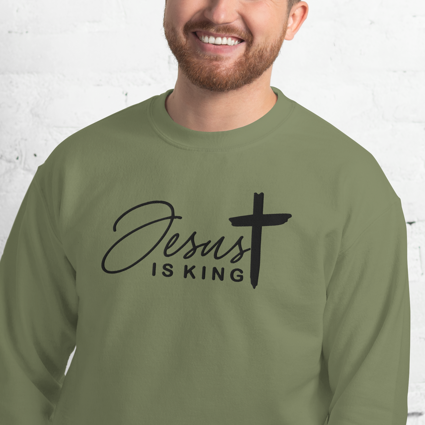 Jesus is King Embroidered Sweatshirt