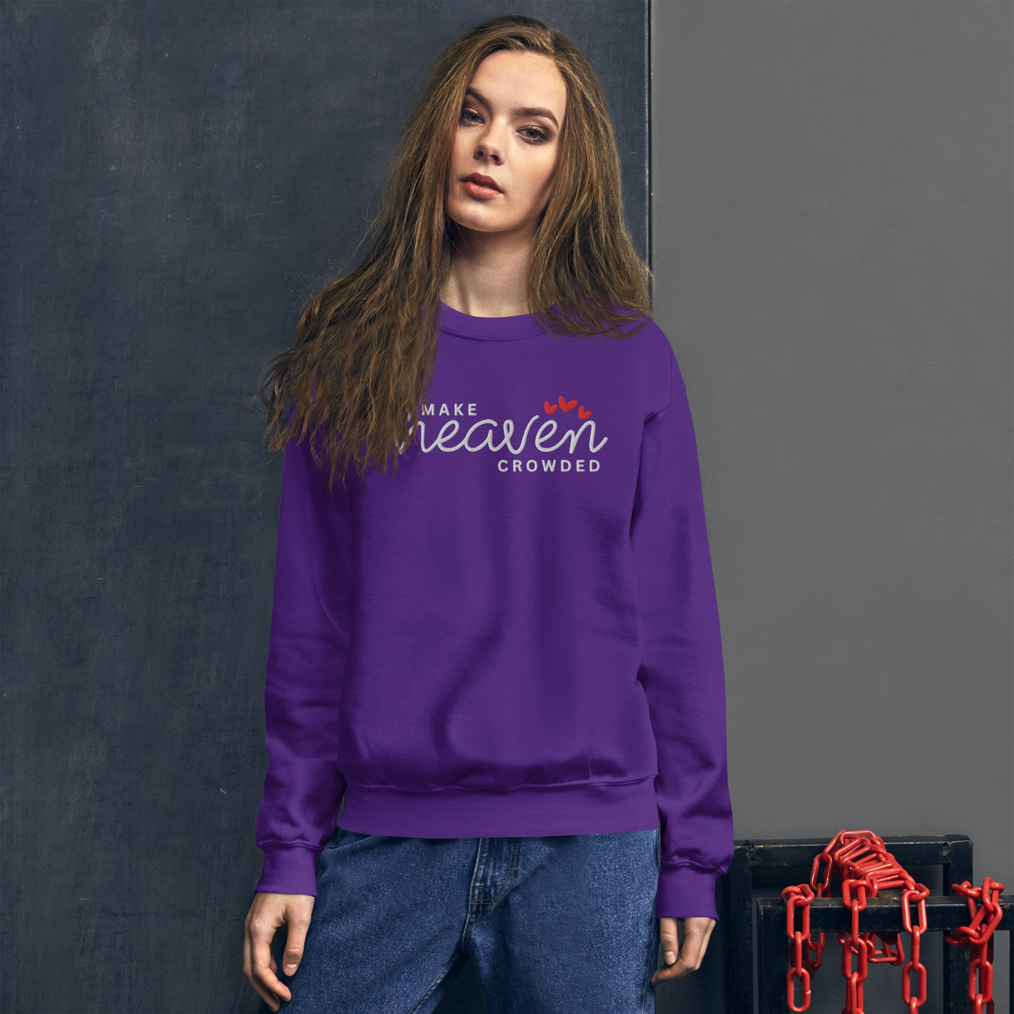 Make Heaven Crowded Embroidered Sweatshirt