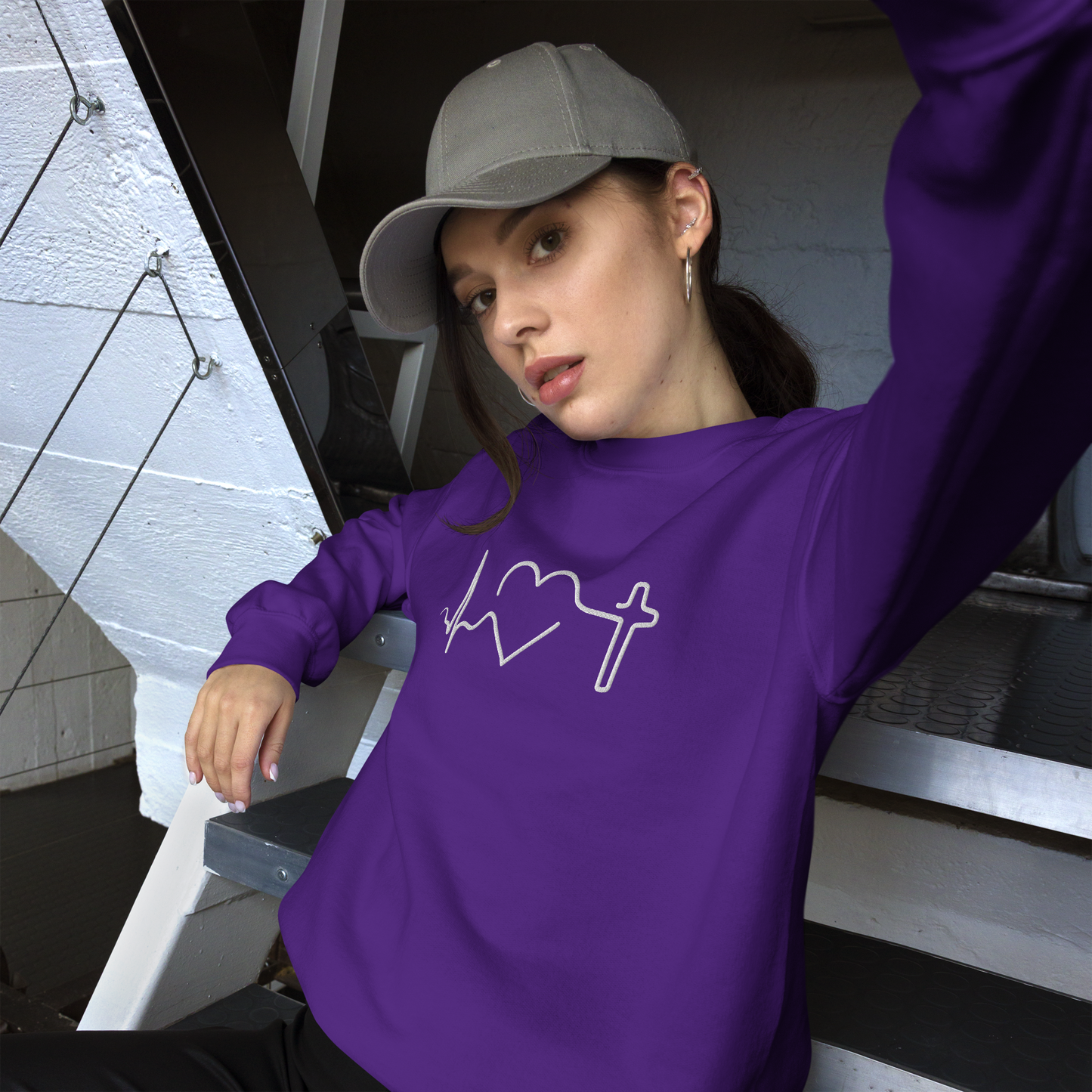 Heartbeat of Faith Embroidered Sweatshirt