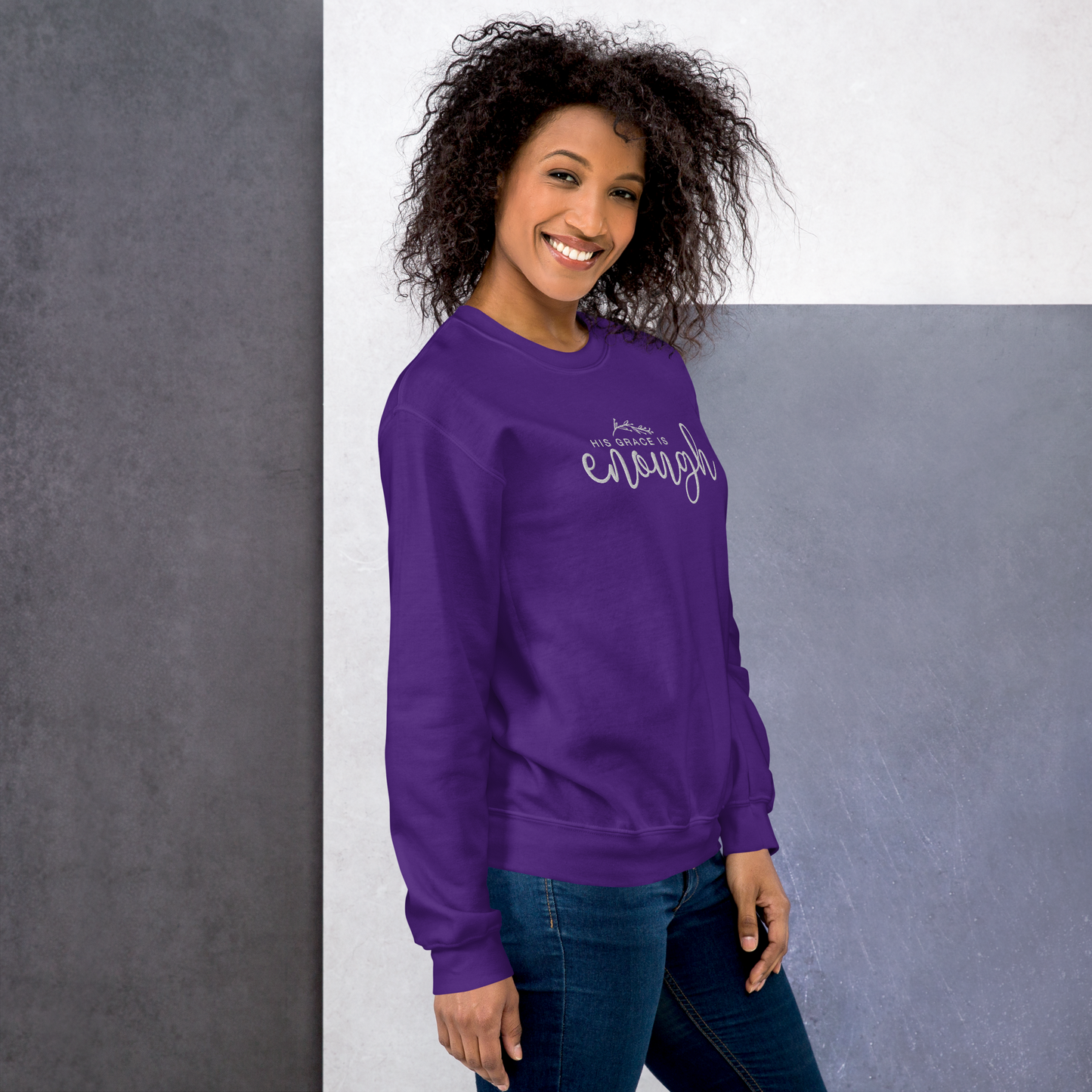 His Grace is Enough Embroidered Women's Sweatshirt