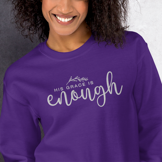 His Grace is Enough Embroidered Women's Sweatshirt