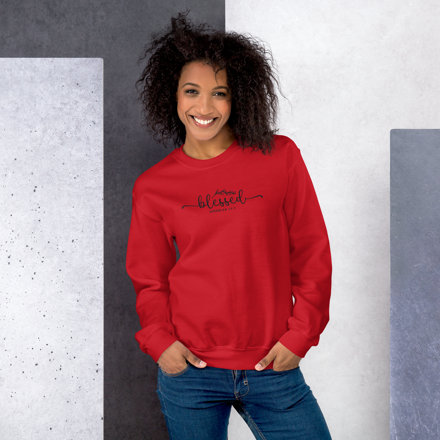 Blessed Jeremiah 17:7 Embroidered Women's Sweatshirt