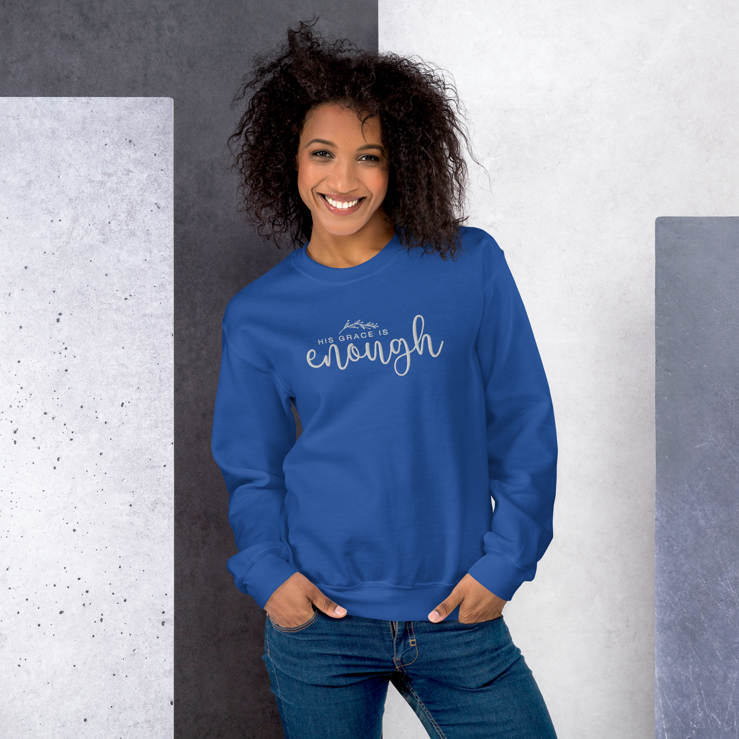 His Grace is Enough Embroidered Women's Sweatshirt