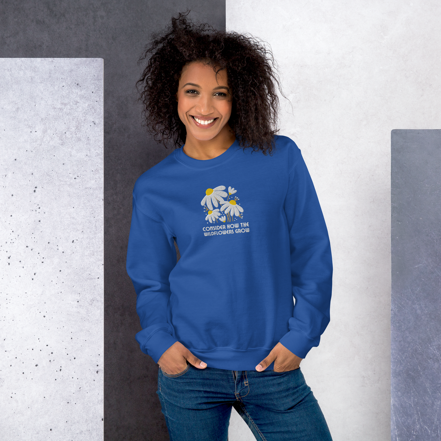 Consider How The Wildflowers Grow Embroidered Women's Sweatshirt