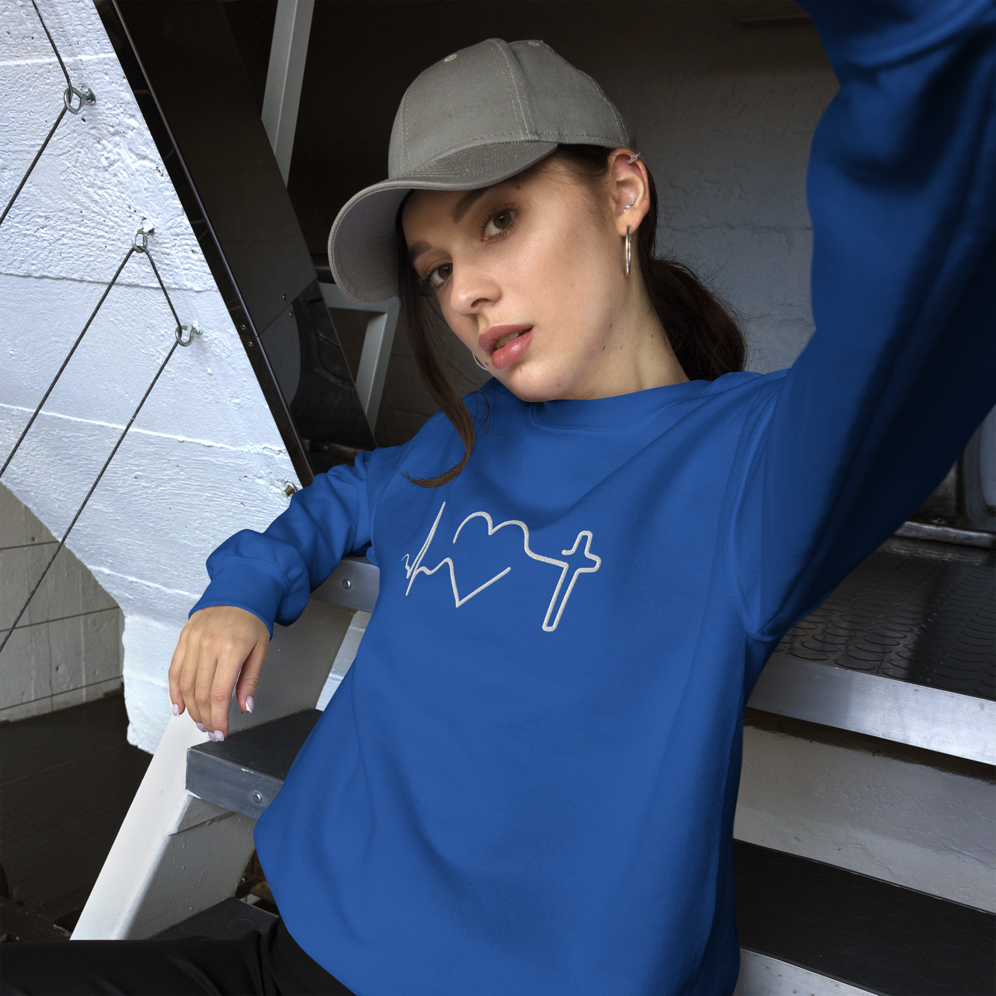 Heartbeat of Faith Embroidered Sweatshirt