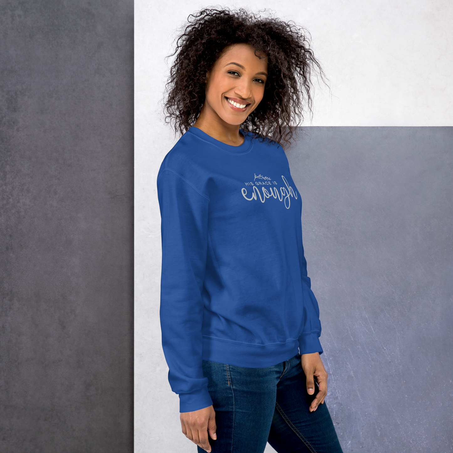 His Grace is Enough Embroidered Women's Sweatshirt