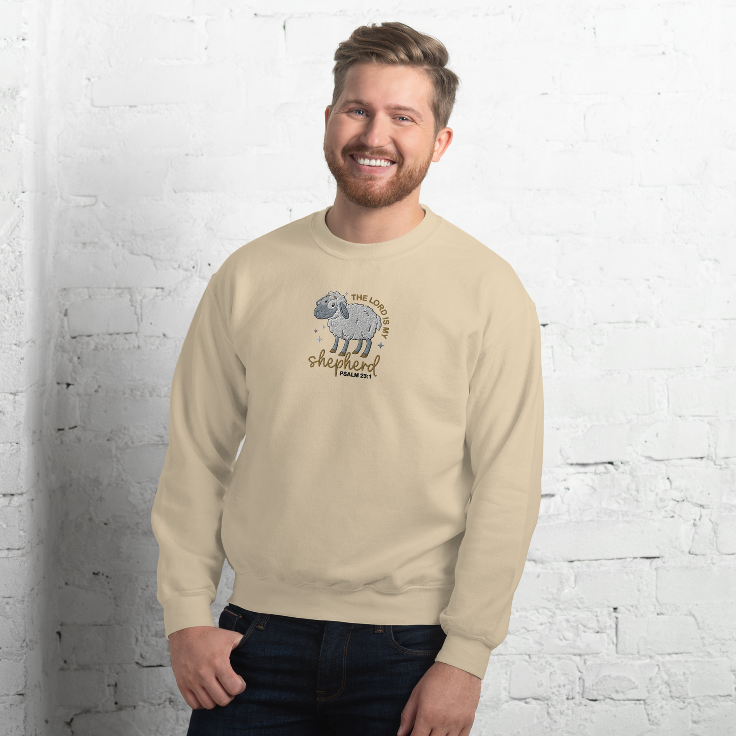 The Lord is My Shepherd Embroidered Sweatshirt - Psalm 23:1