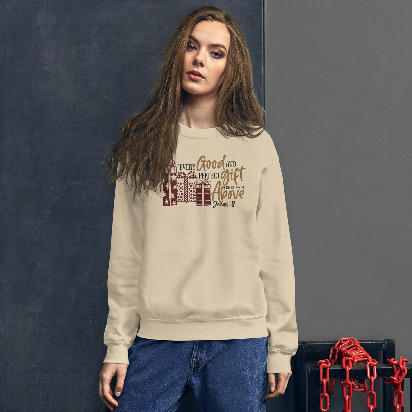 Every Good and Perfect Gift Comes From Above Embroidered Sweatshirt