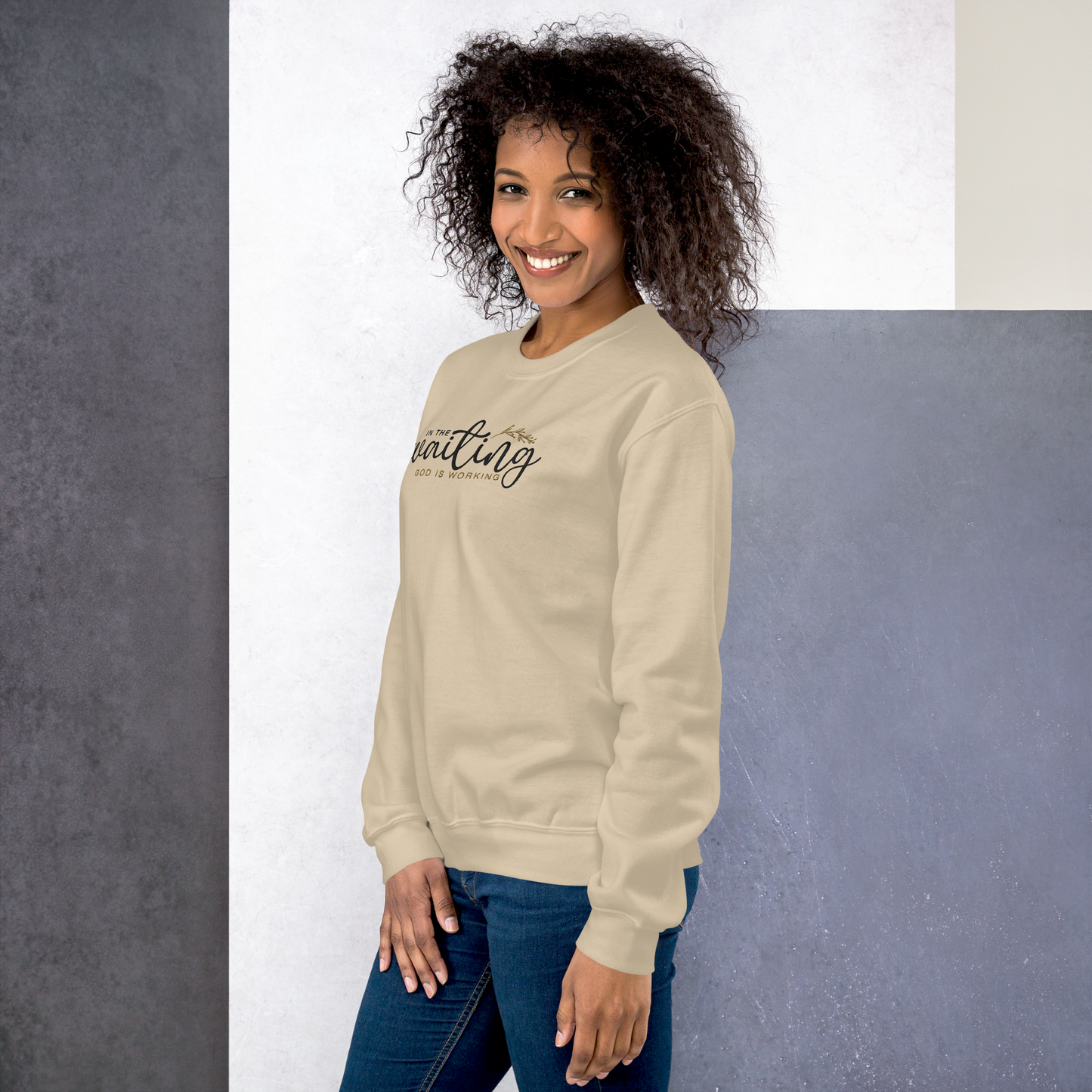 In The Waiting God Is Working Embroidered Women's Sweatshirt