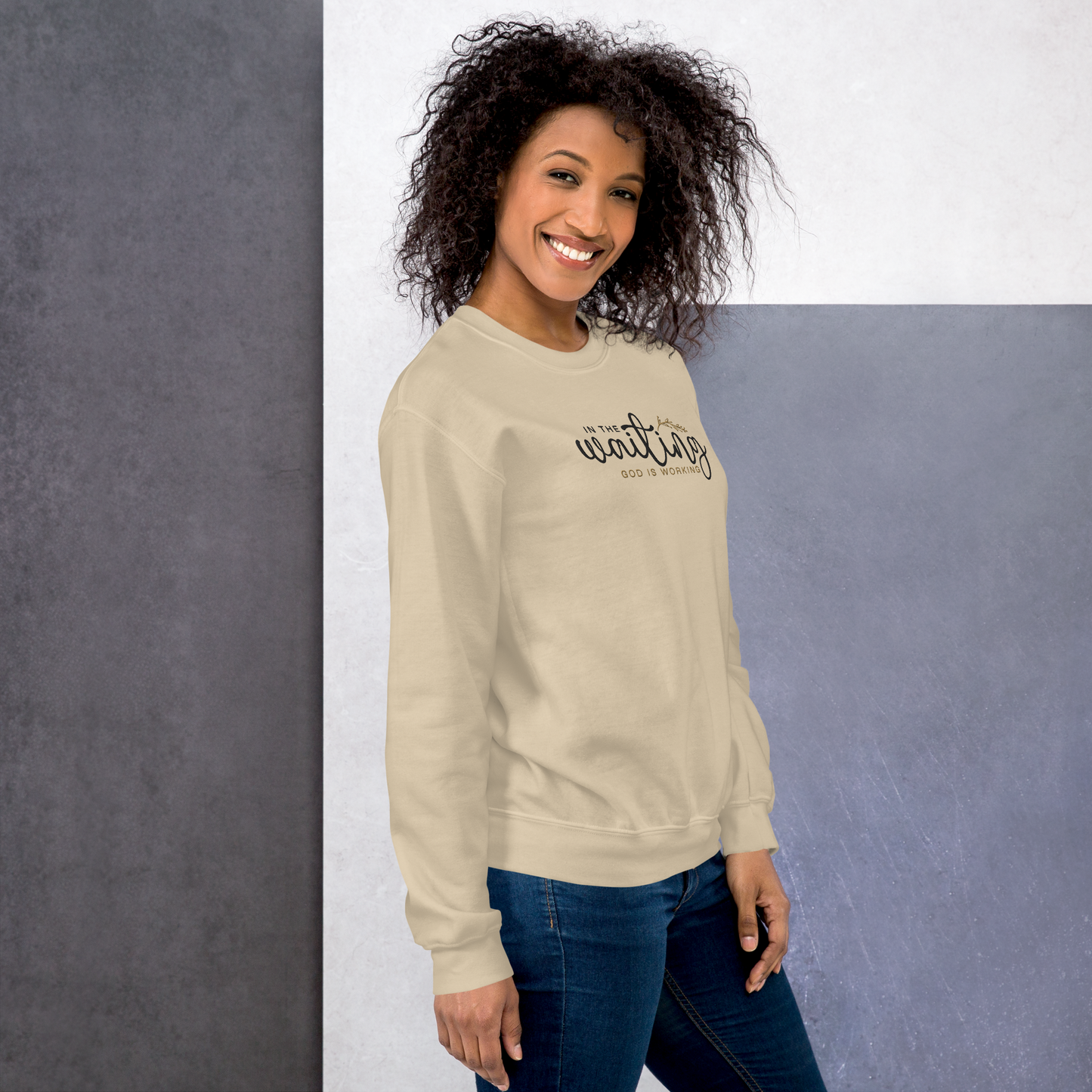 In The Waiting God Is Working Embroidered Women's Sweatshirt