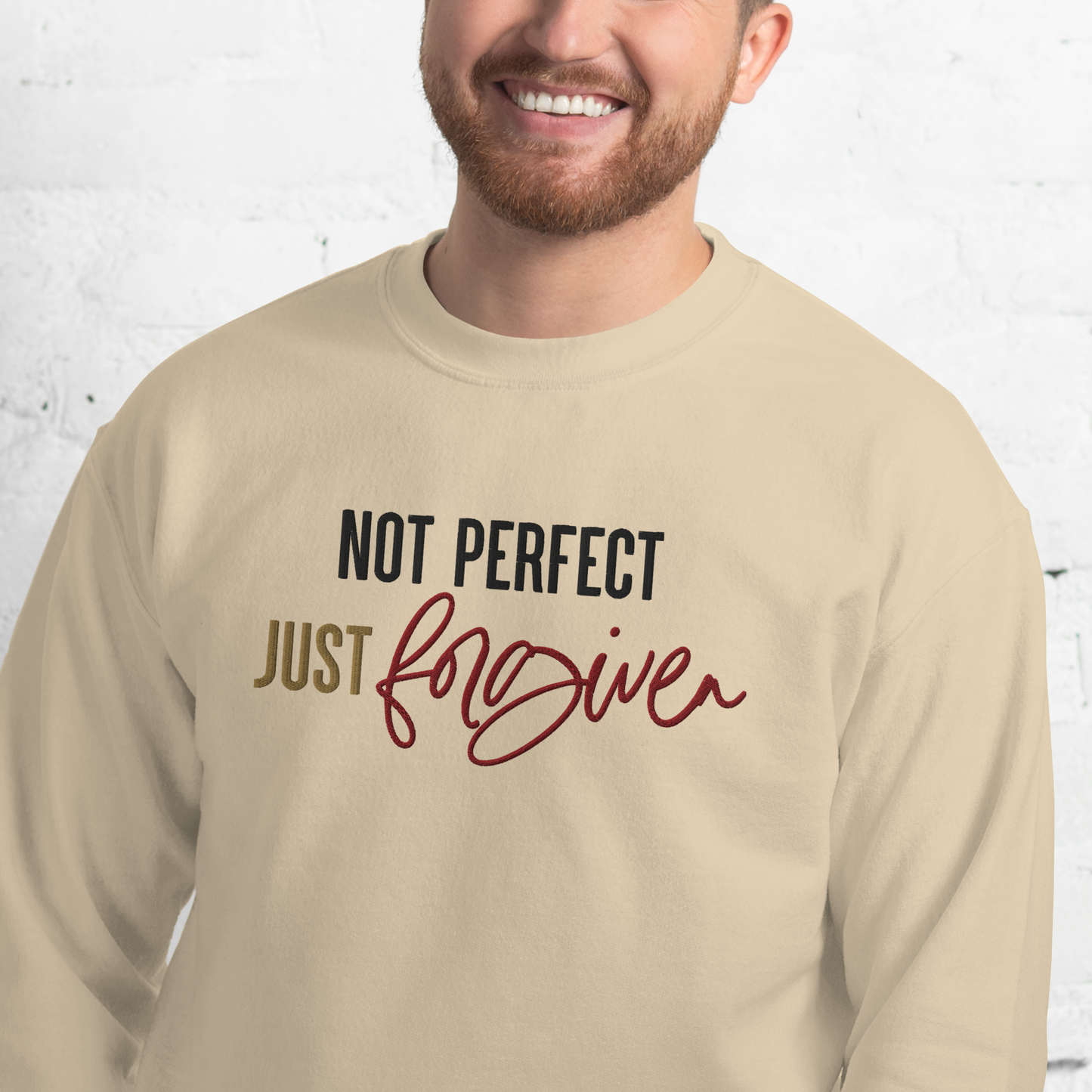 Not Perfect just Forgiven Embroidered Sweatshirt