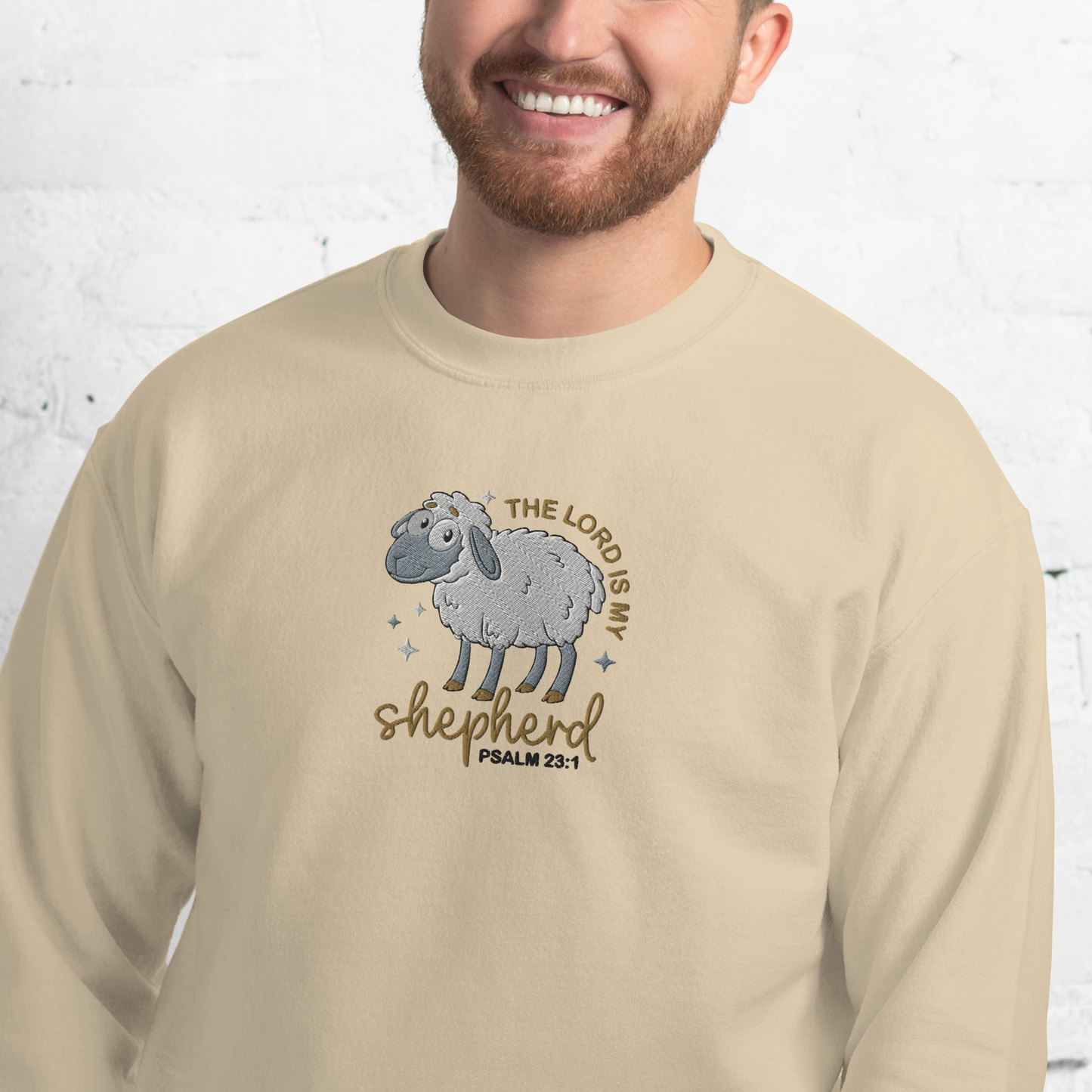 The Lord is My Shepherd Embroidered Sweatshirt - Psalm 23:1