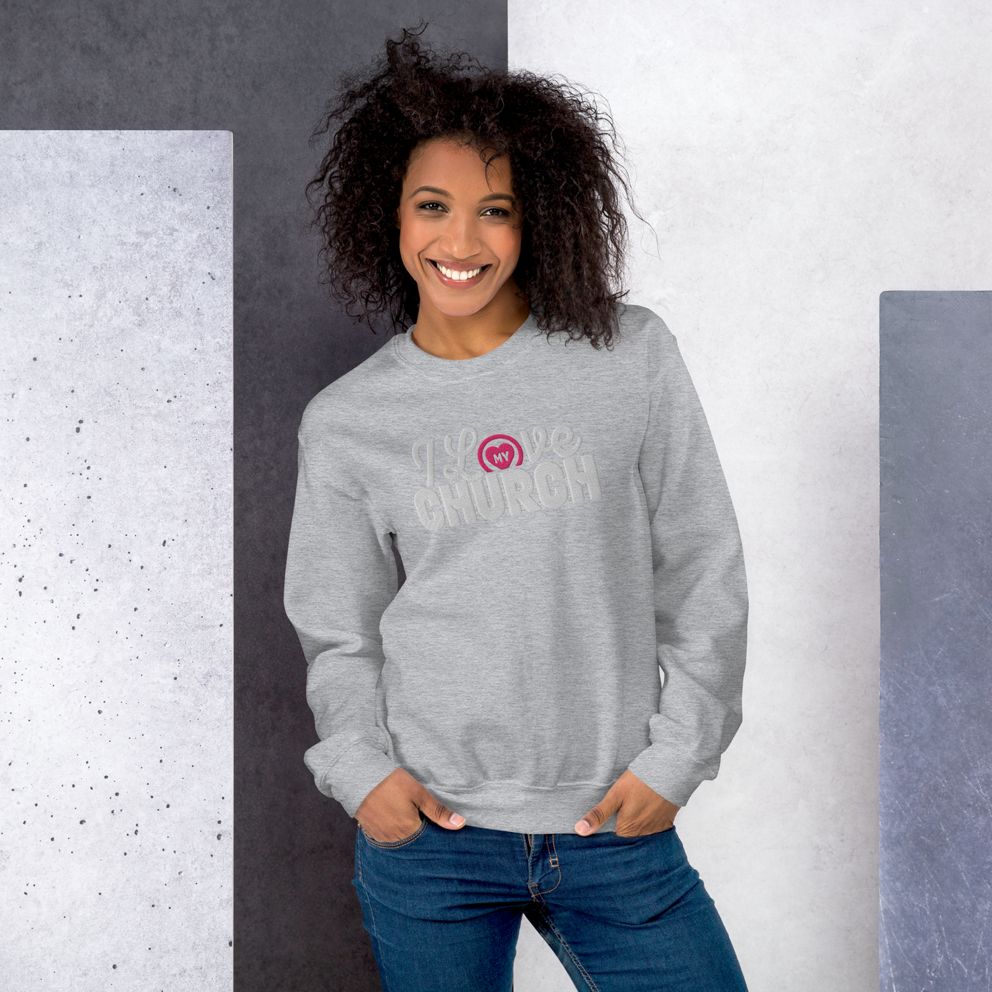 I Love My Church Embroidered Women's Sweatshirt