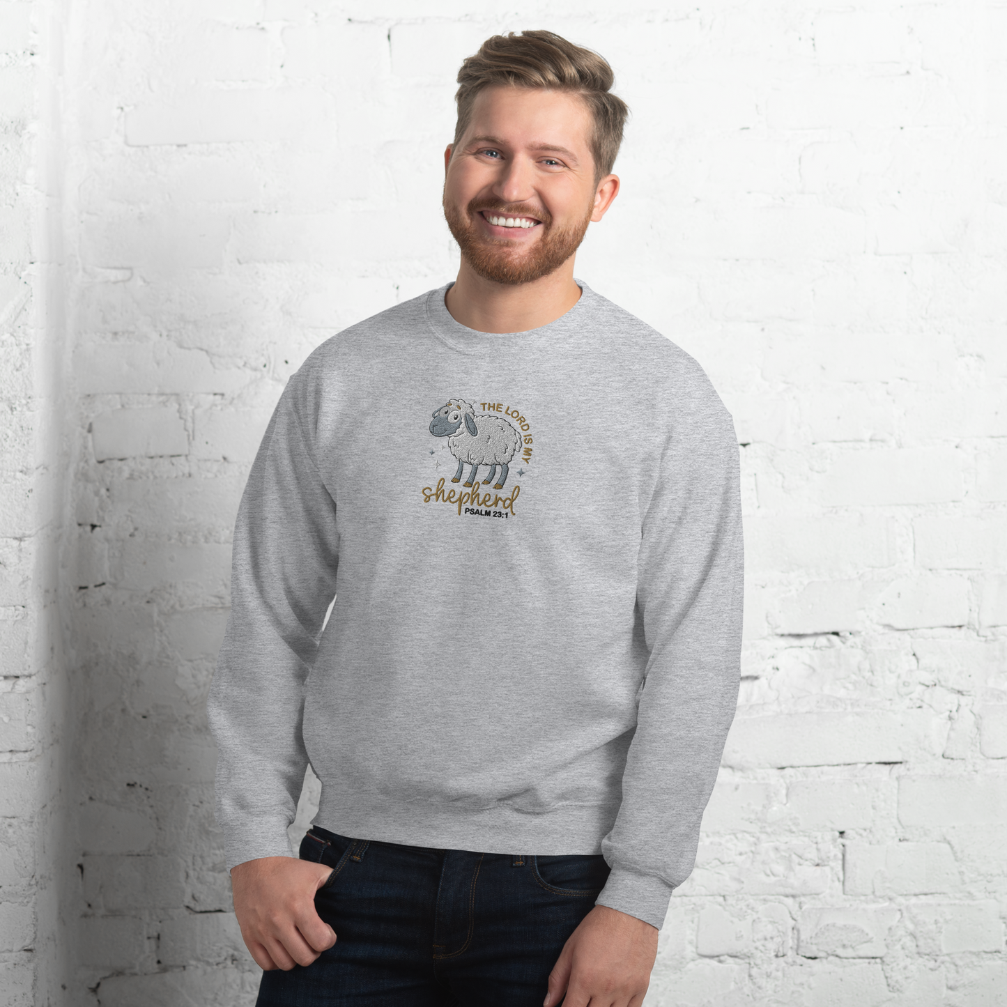 The Lord is My Shepherd Embroidered Sweatshirt - Psalm 23:1