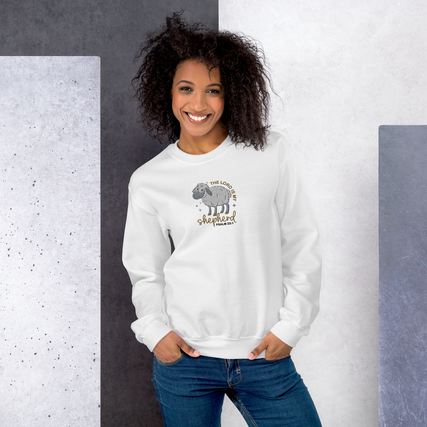 The Lord is My Shepherd Embroidered Sweatshirt - Psalm 23:1