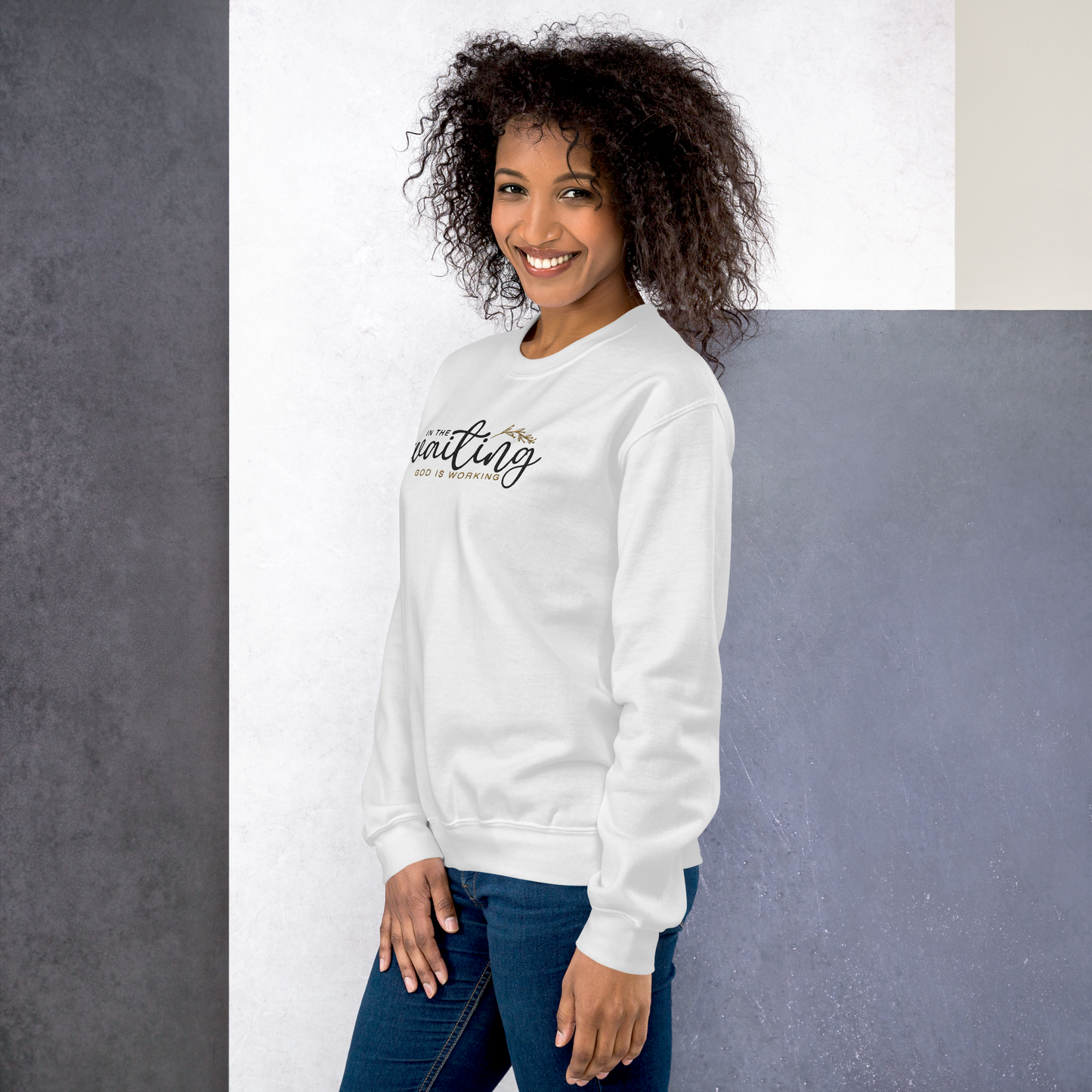 In The Waiting God Is Working Embroidered Women's Sweatshirt