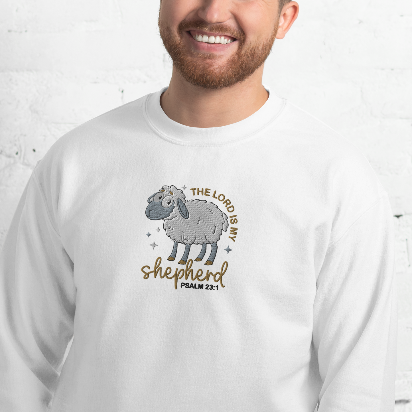 The Lord is My Shepherd Embroidered Sweatshirt - Psalm 23:1