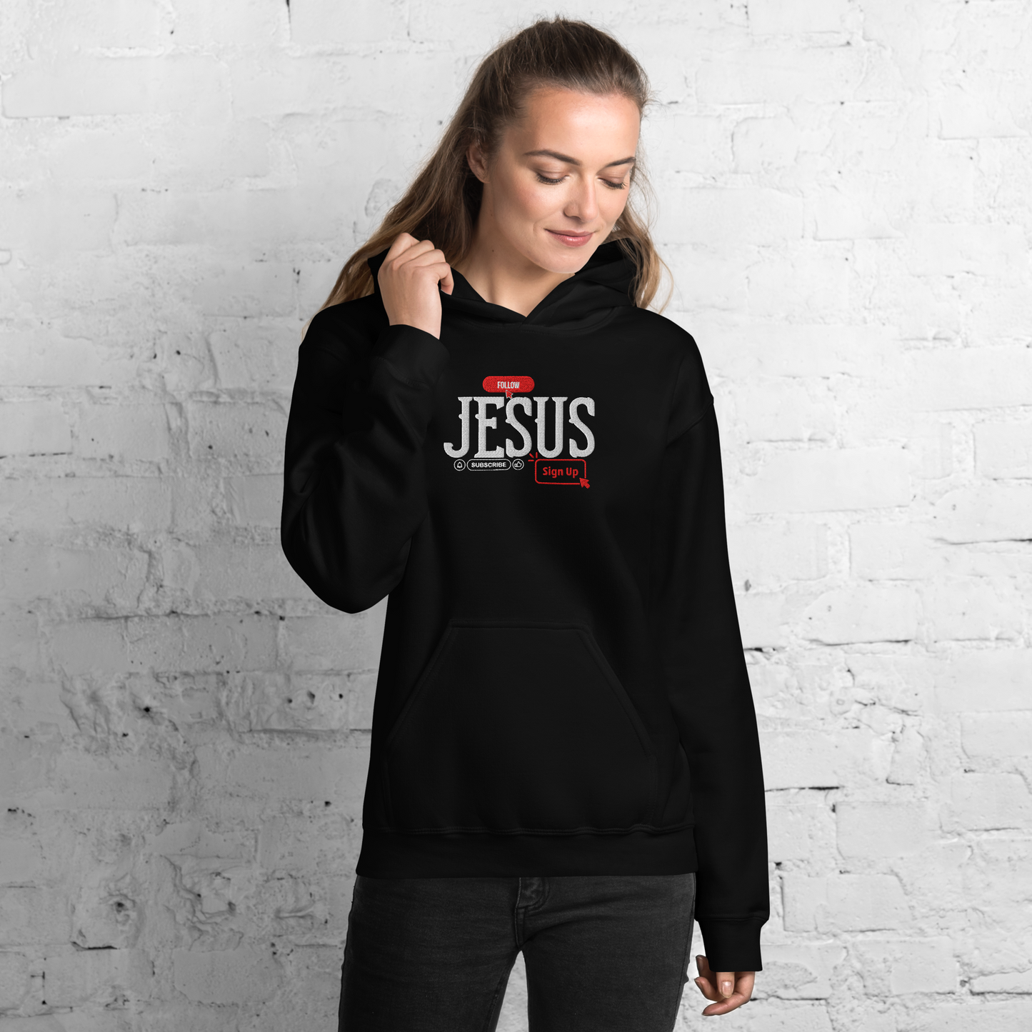 Follow Jesus Embroidered Hoodie