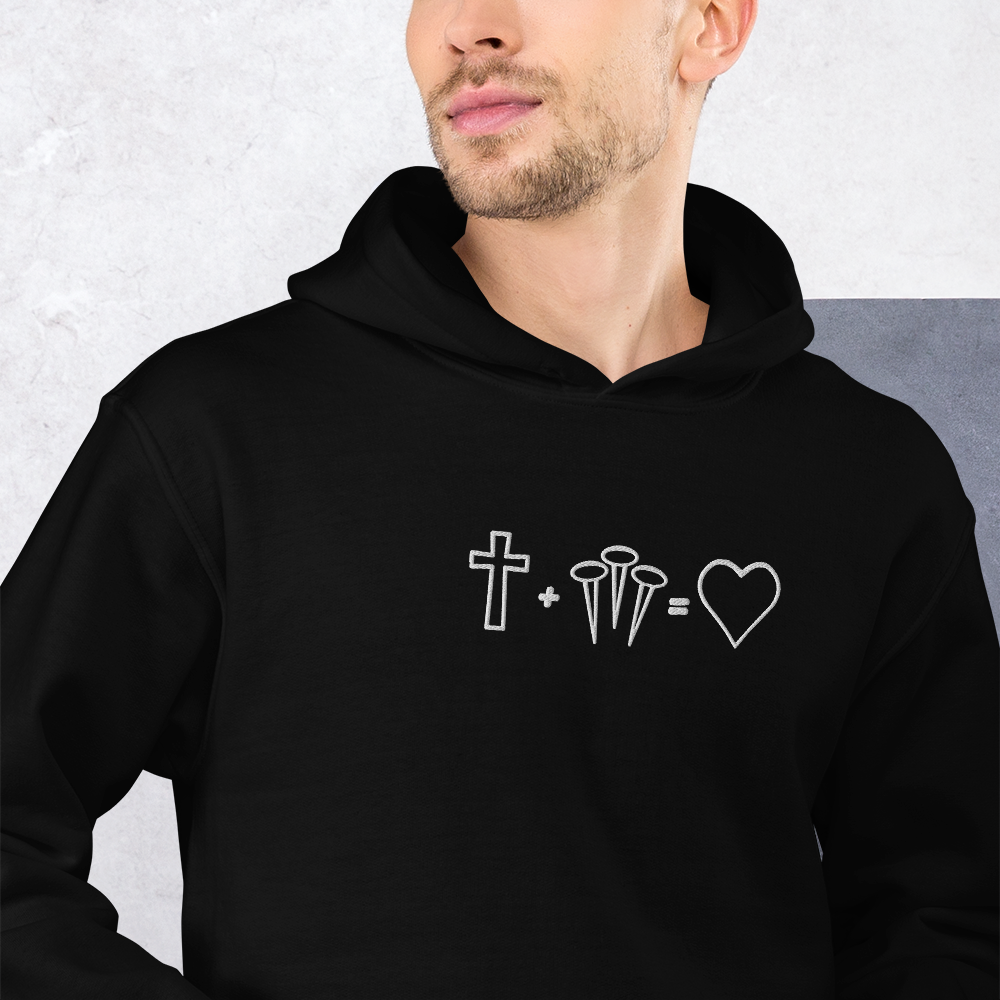 1 Cross 3 Nails 4Given Embroidered Hoodie