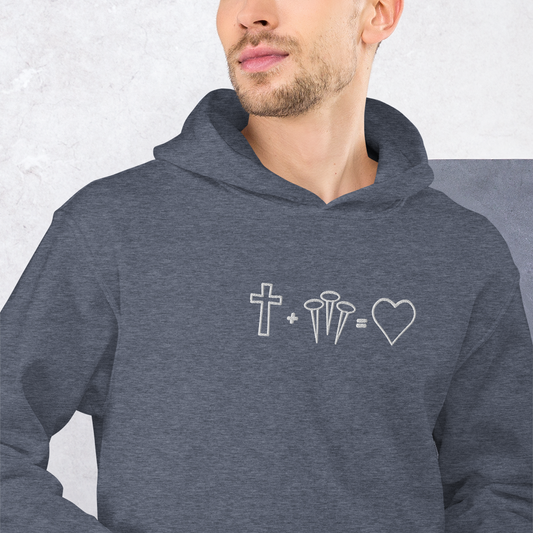 1 Cross 3 Nails 4Given Embroidered Hoodie