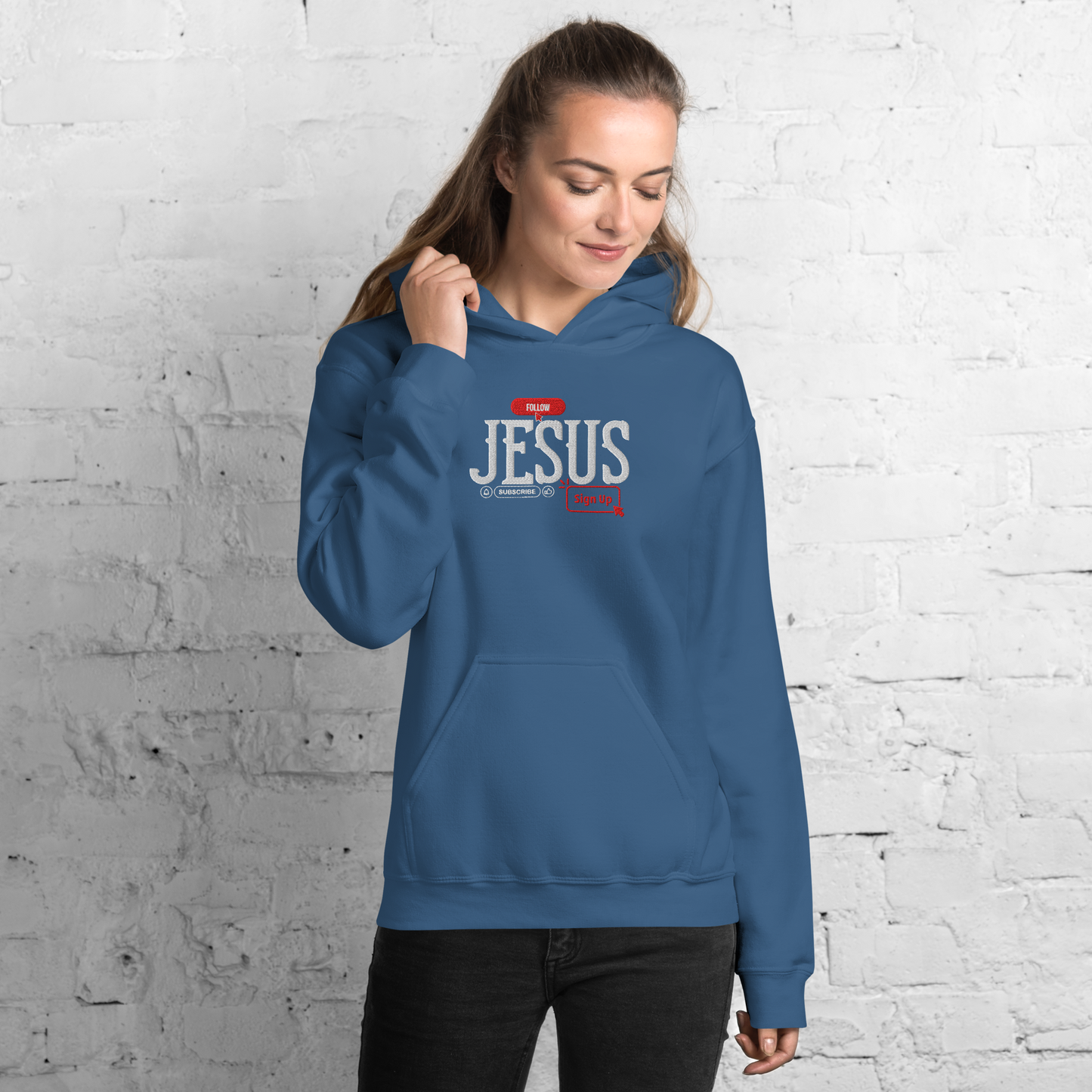 Follow Jesus Embroidered Hoodie