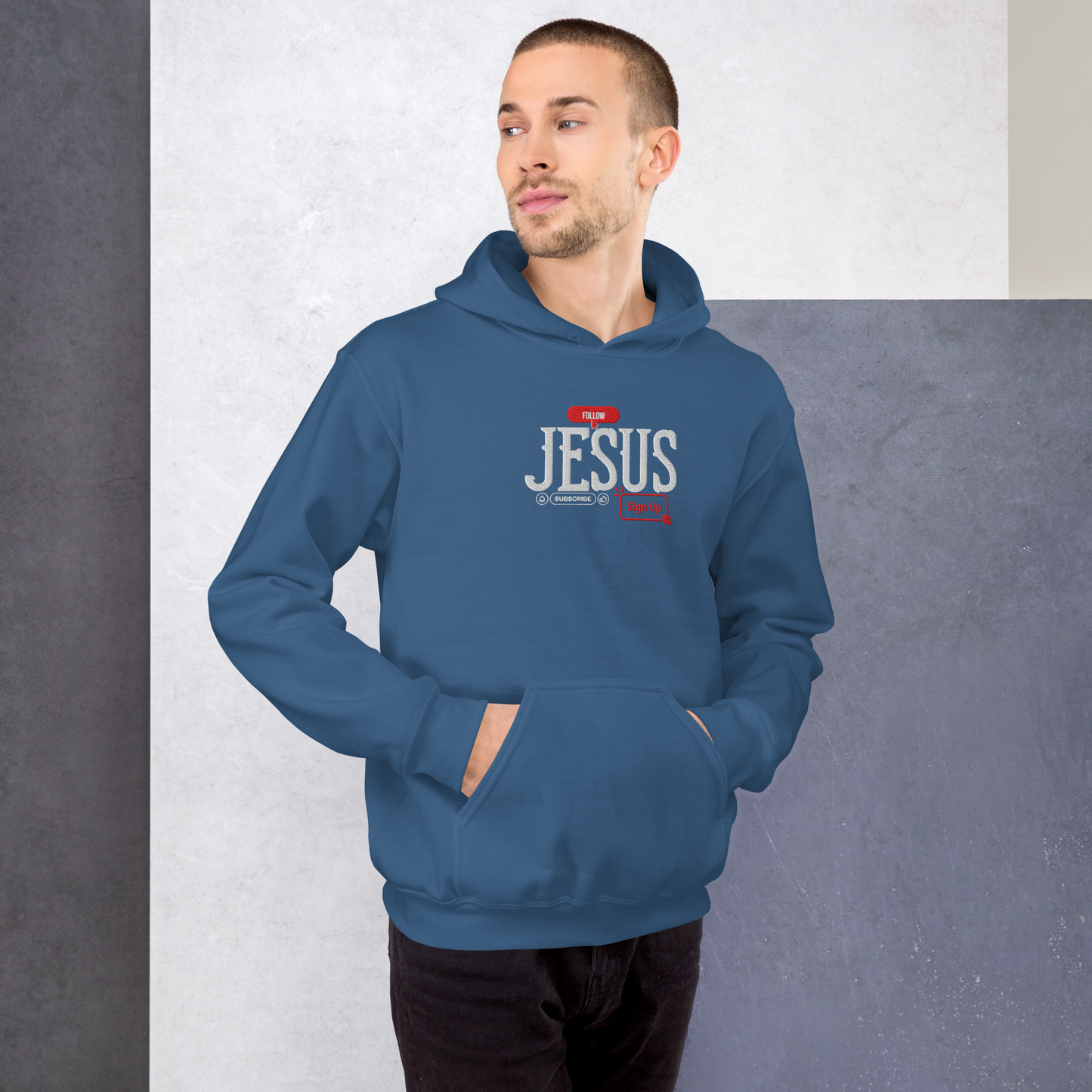 Follow Jesus Embroidered Hoodie