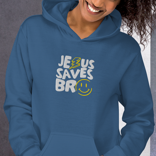 Jesus Saves Bro Embroidered Hoodie