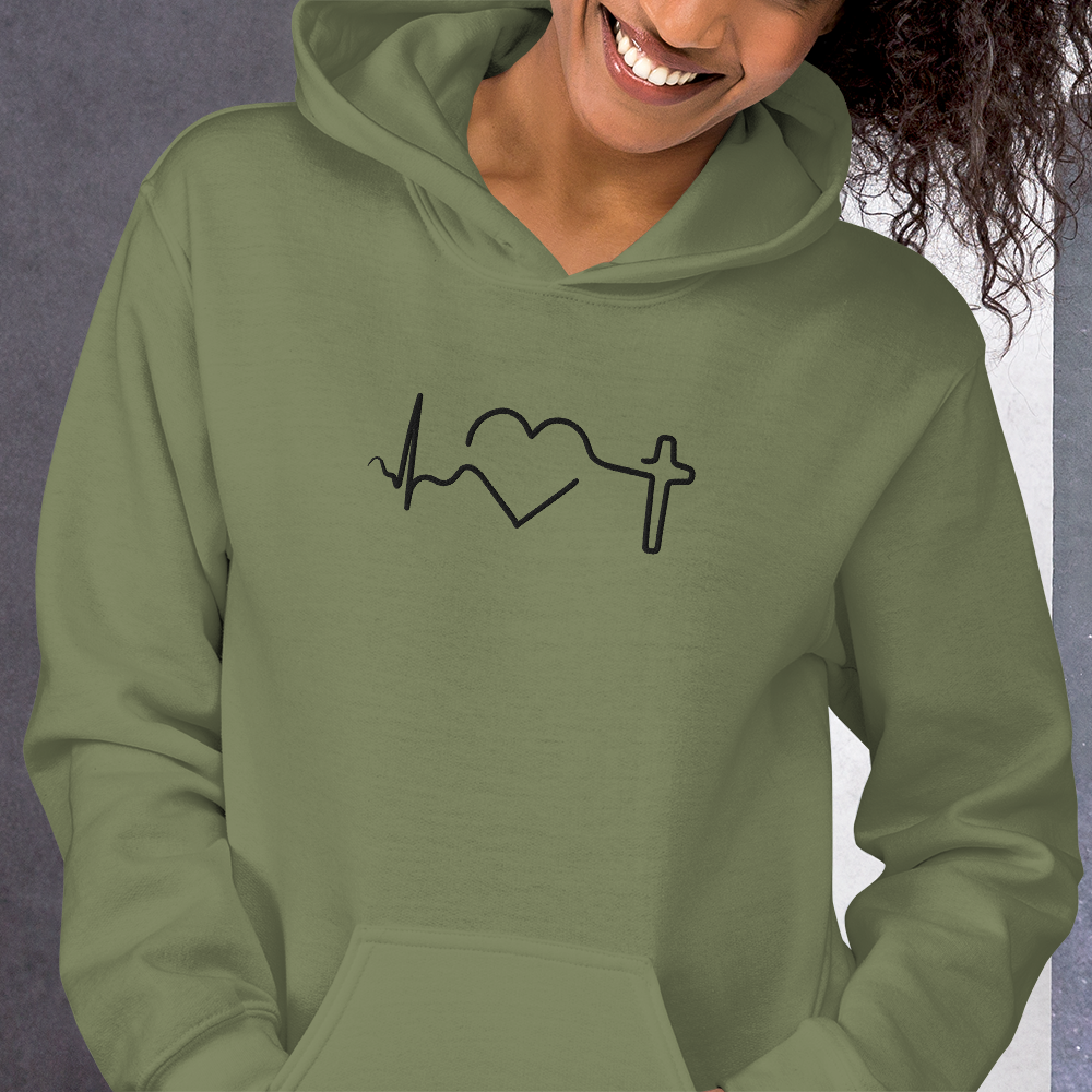 Heartbeat of Faith Embroidered Hoodie