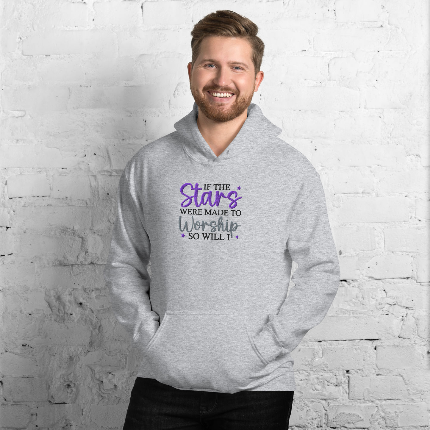 If The Stars Were Made To Worship So Will I Embroidered Hoodie