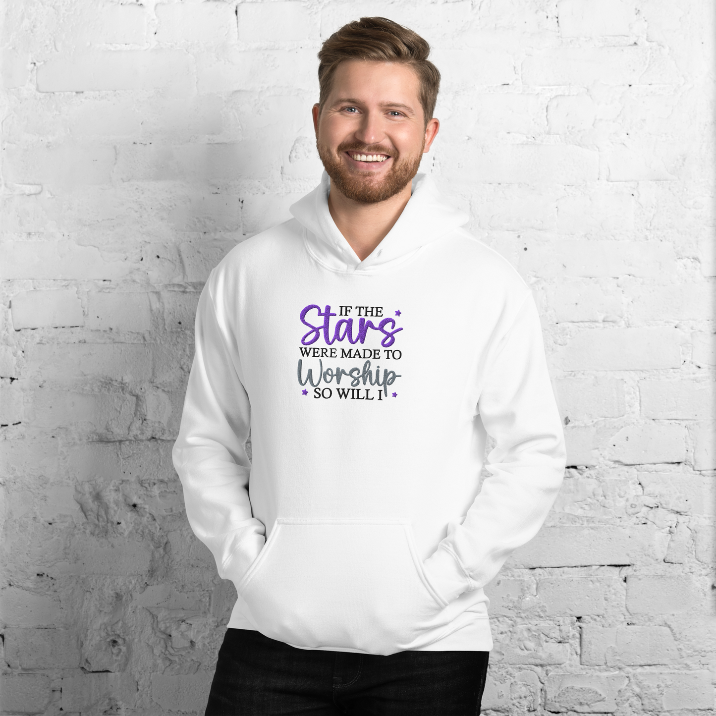 If The Stars Were Made To Worship So Will I Embroidered Hoodie