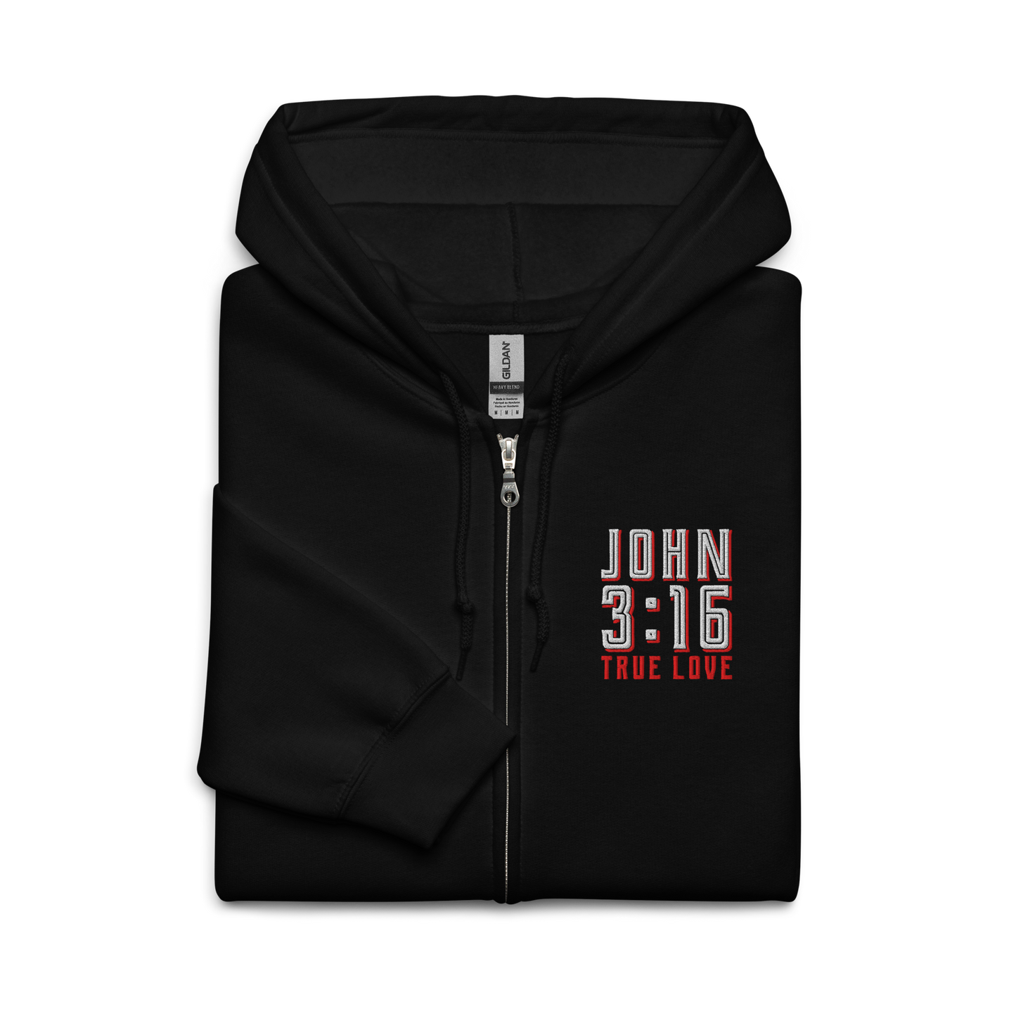 True Love John 3:16 Embroidered Zip Hoodie