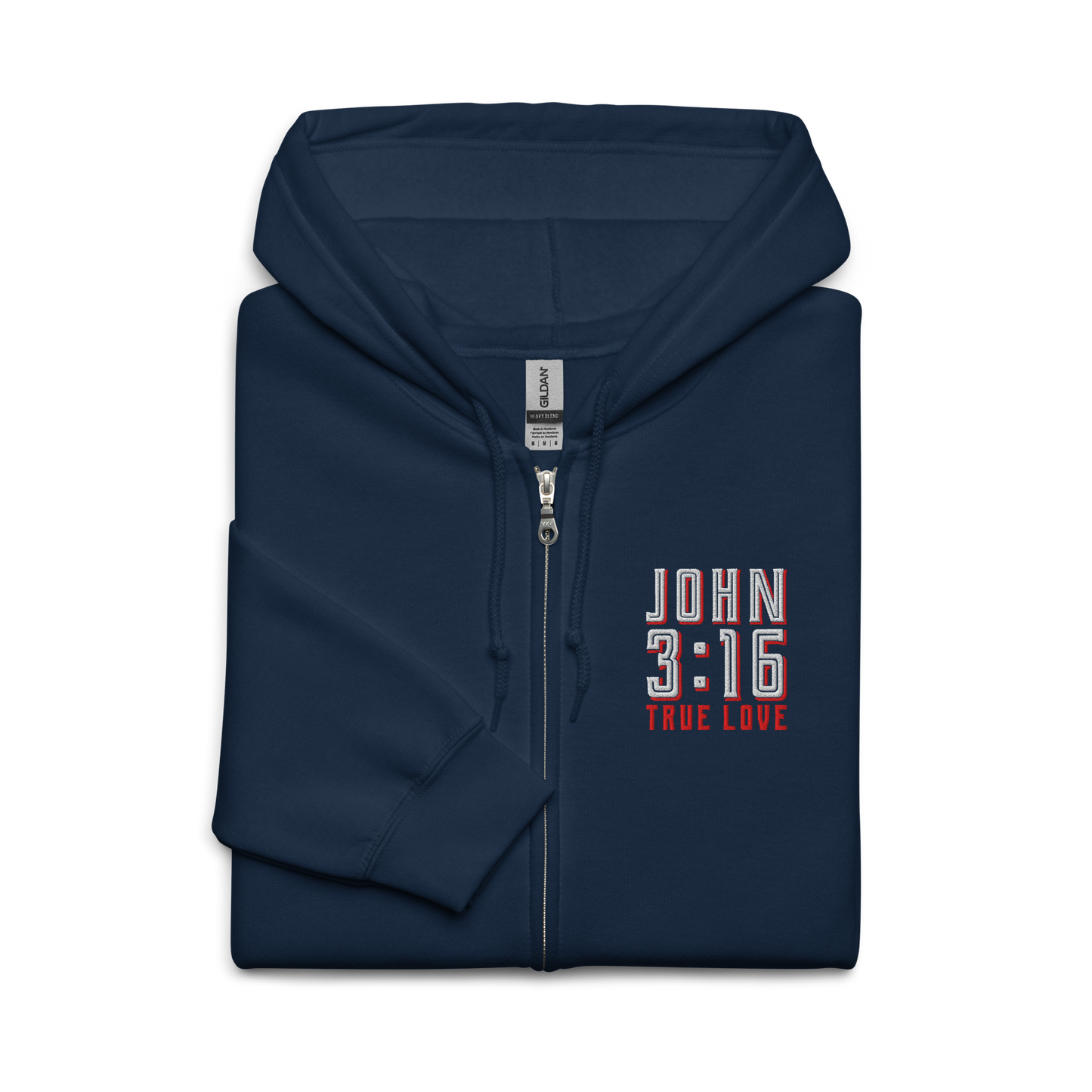 True Love John 3:16 Embroidered Zip Hoodie